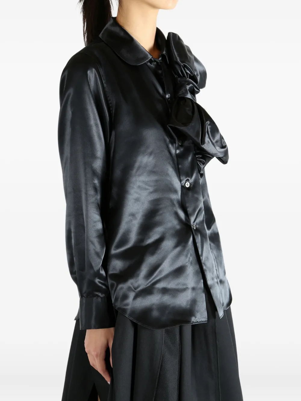 Comme Des Garçons Comme Des Garçons satin ruffled blouse Zwart