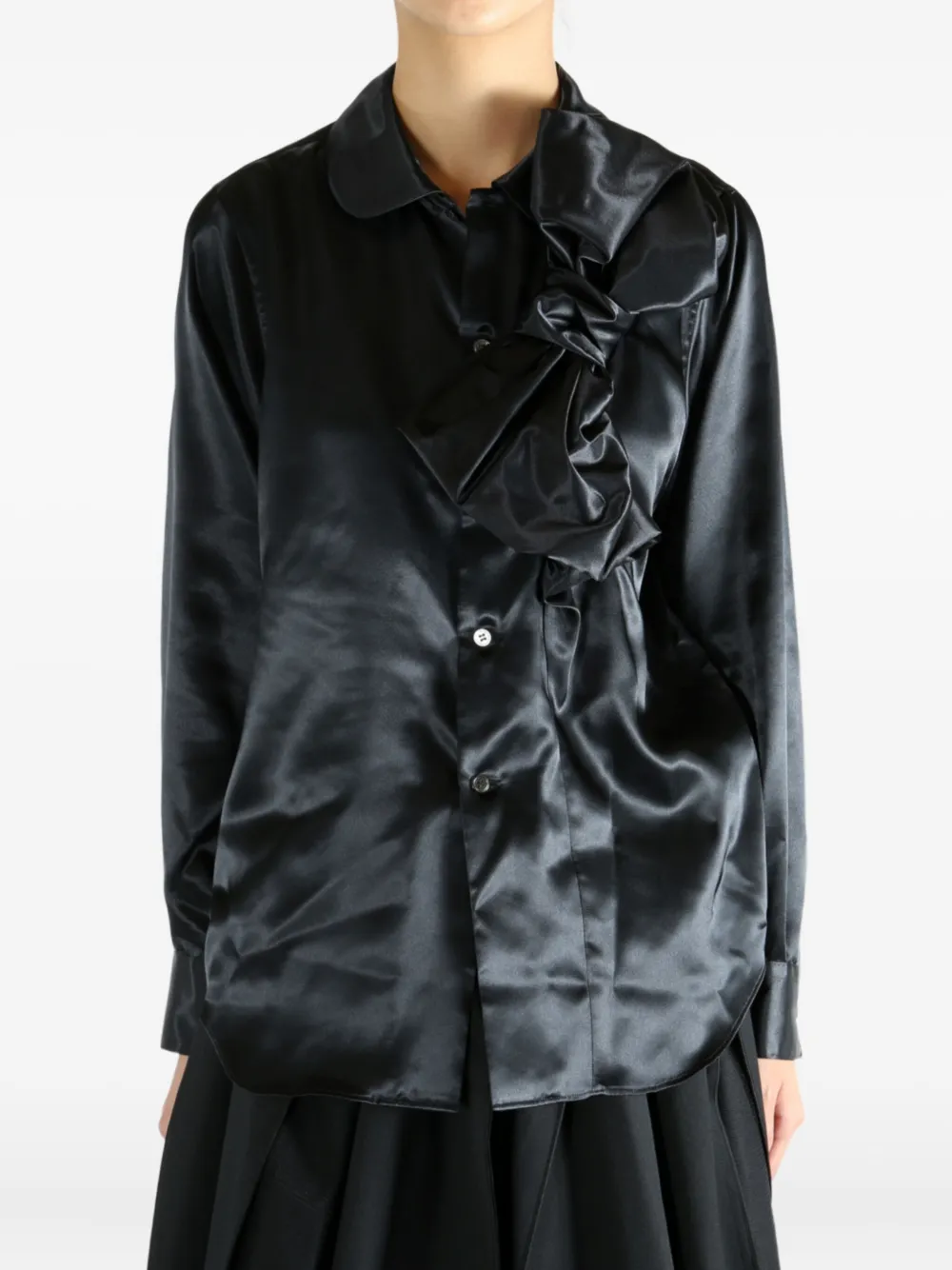 Comme Des Garçons Comme Des Garçons satin ruffled blouse Zwart