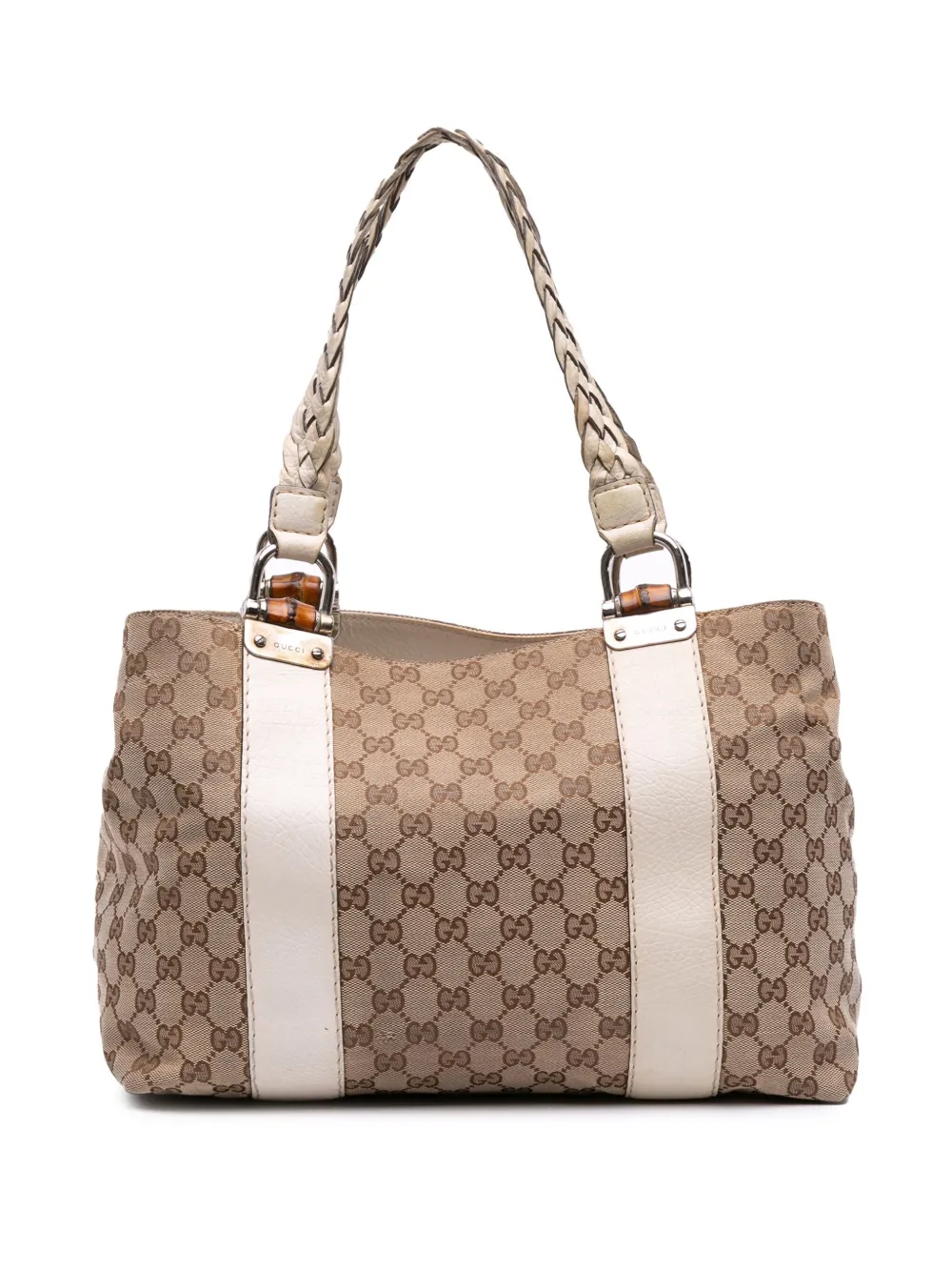 Gucci Pre-Owned 2016-2025 ミディアム GGキャンバス バンブー リベッチオ トートバッグ - ブラウン Gucci Pre-Owned 2016-2025 ミディアム GGキャンバス バンブー リベッチオ トートバッグ - ブラウン