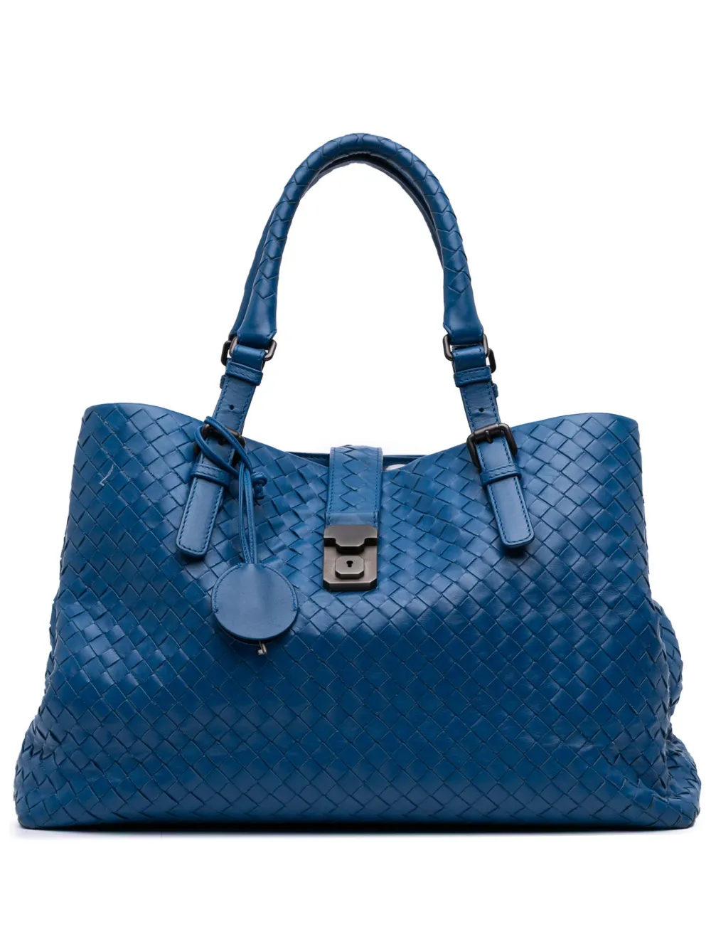 Bottega Veneta Pre-Owned 2012-2025 ミディアム ナッパ イントレチャート ローマ トートバッグ - ブルー Bottega Veneta Pre-Owned 2012-2025 ミディアム ナッパ イントレチャート ローマ トートバッグ - ブルー
