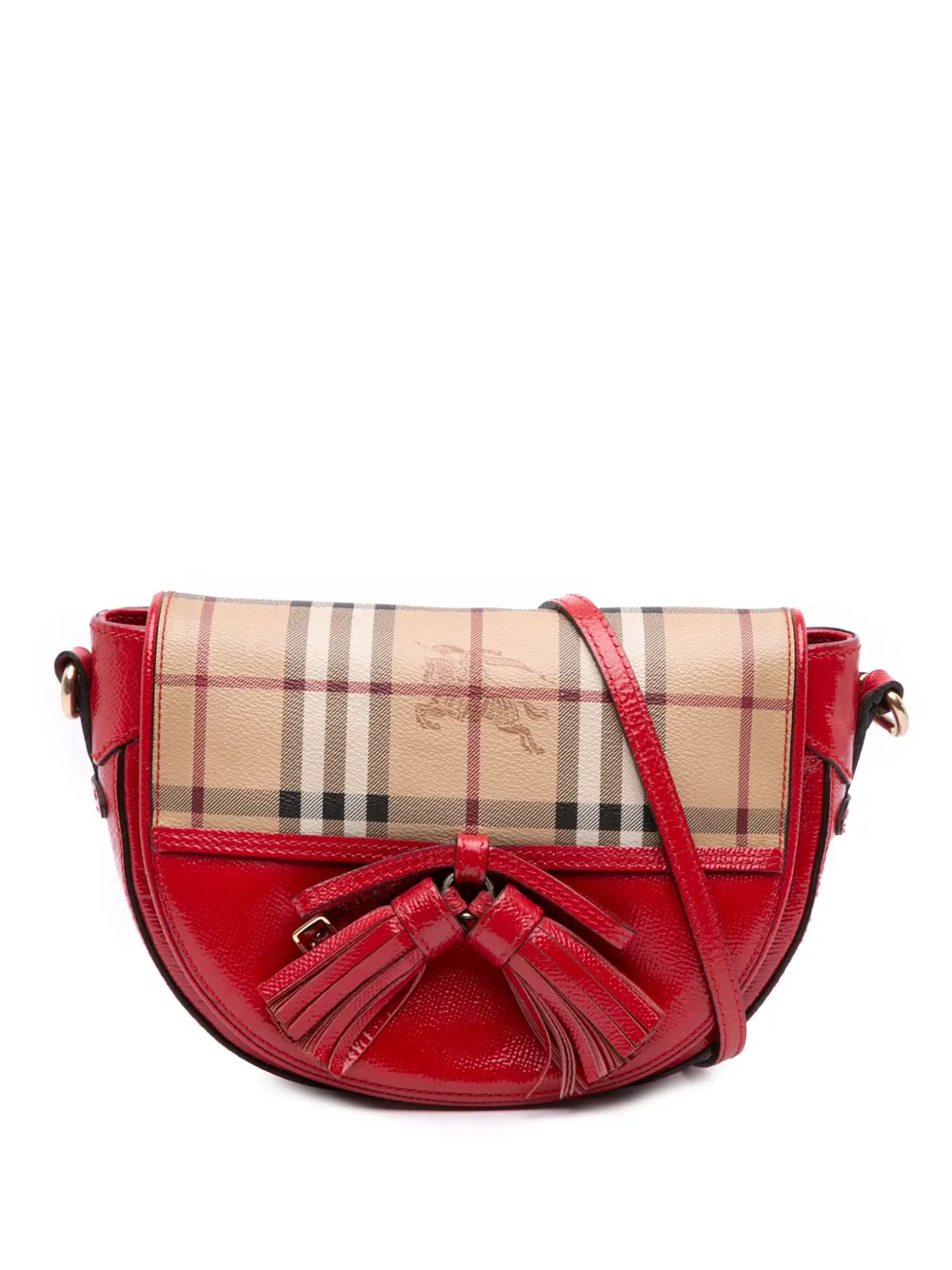 Burberry Pre-Owned 2000-2017 パテントレザー&ヘイマーケットチェック コーテッドキャンバス メイダウン Burberry Pre-Owned 2000-2017 パテントレザー&ヘイマーケットチェック コーテッドキャンバス メイダウン