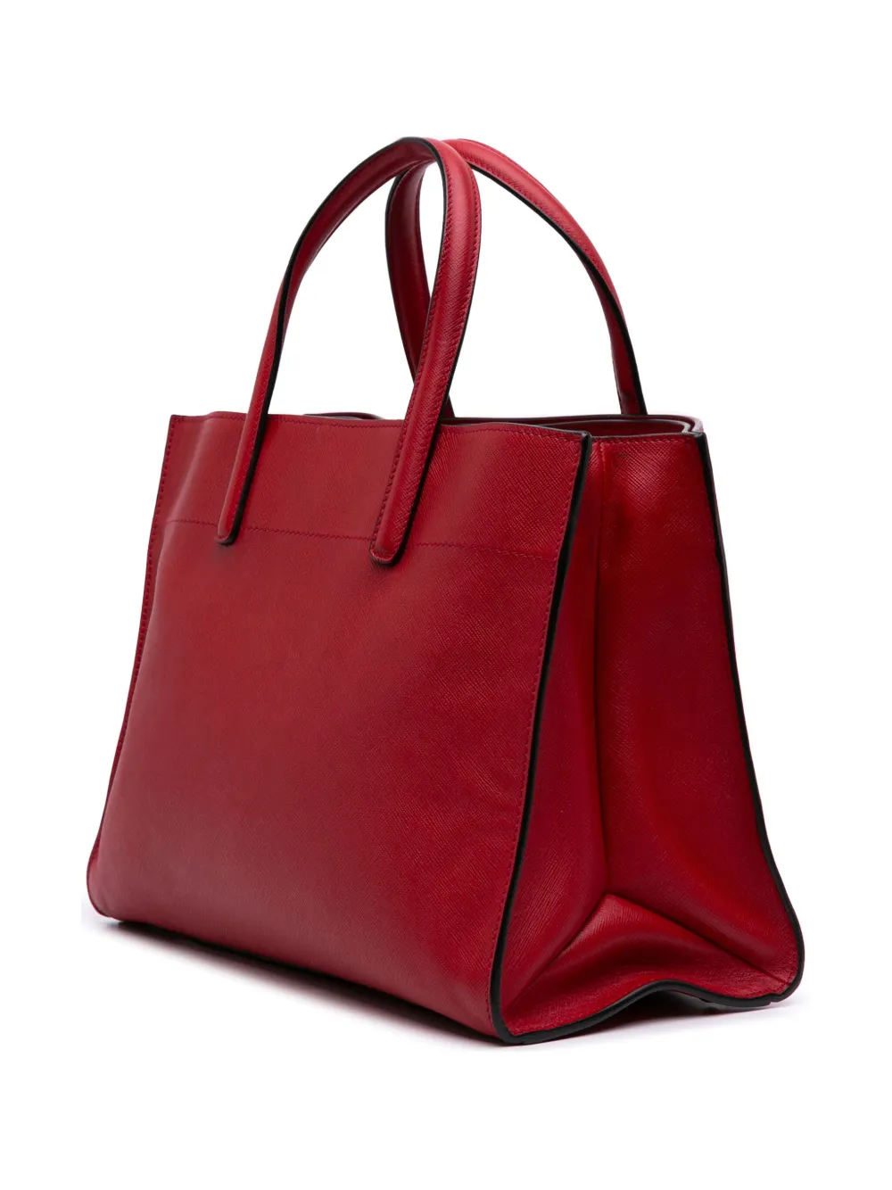 Pre-owned Prada 2010-2025 Saffiano Soft Triple Pocket Tote Satchel In Red