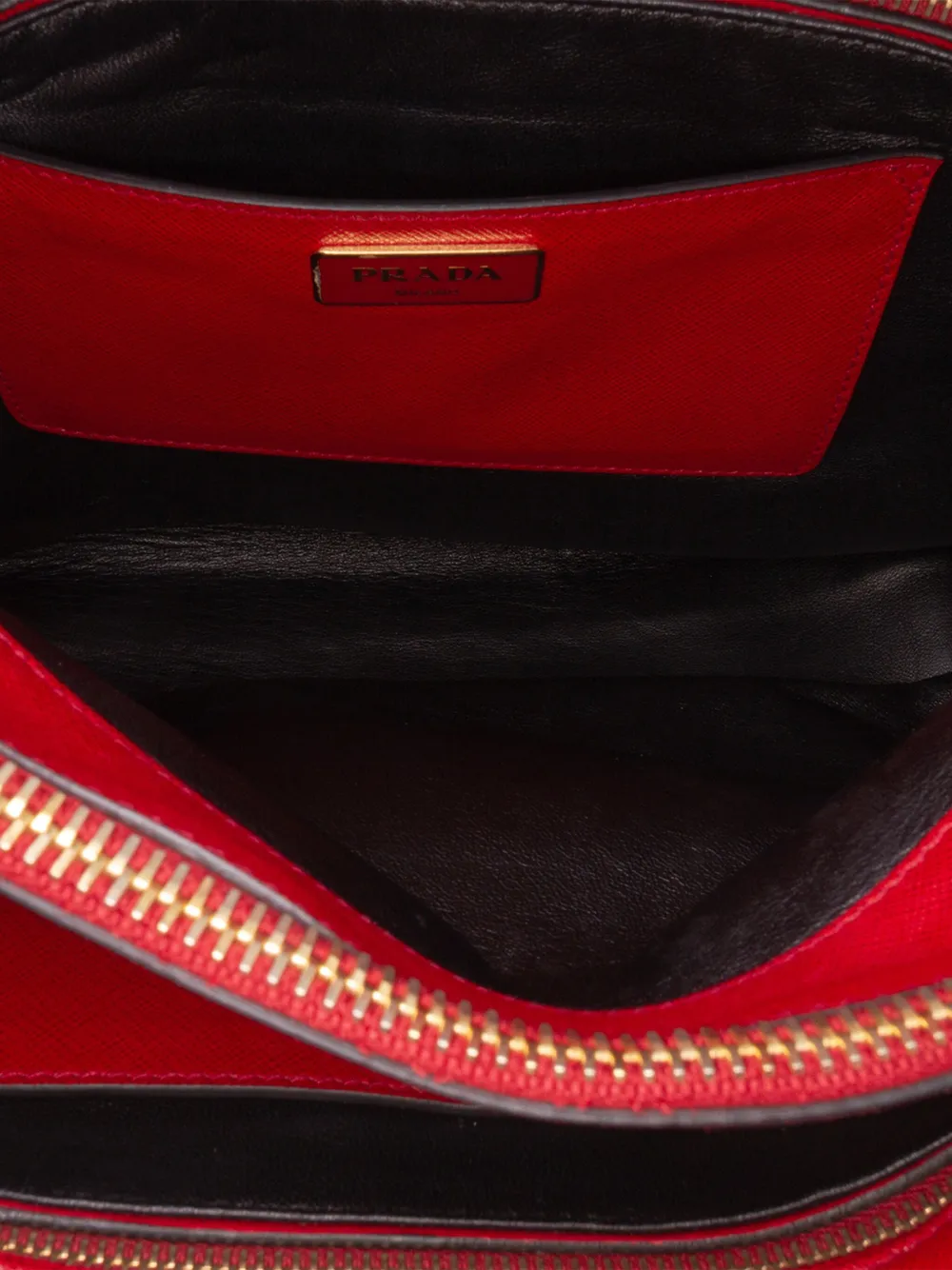 Pre-owned Prada 2010-2025 Saffiano Soft Triple Pocket Tote Satchel In Red
