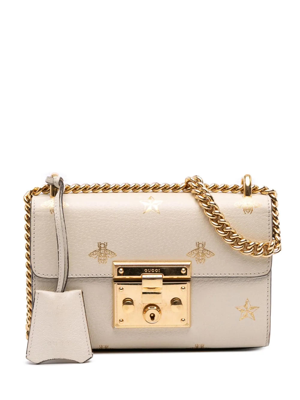 Gucci Pre-Owned 2016-2025 スモール レザー ビースター パドロック ショルダーバッグ - ホワイト Gucci Pre-Owned 2016-2025 スモール レザー ビースター パドロック ショルダーバッグ - ホワイト