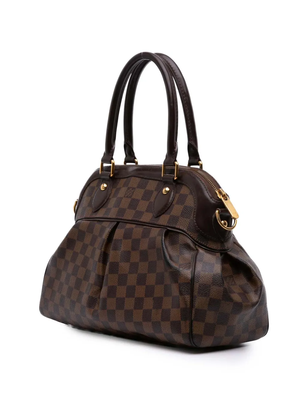 Pre-owned Louis Vuitton 2008 Damier Ebene Trevi Pm Satchel In Brown