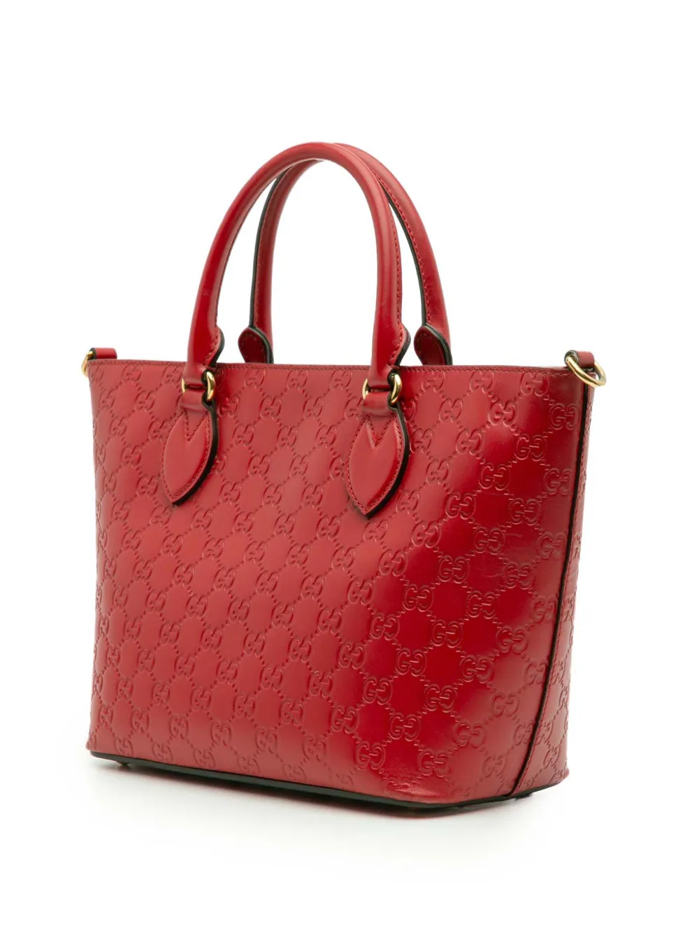 Pre-owned Gucci 2016-2025 Small Ssima Convertible Tote Satchel In Red