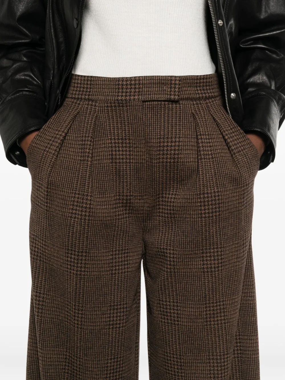 Max Mara Ponza Cotton And Wool-blend Wide-leg Pants In Brown