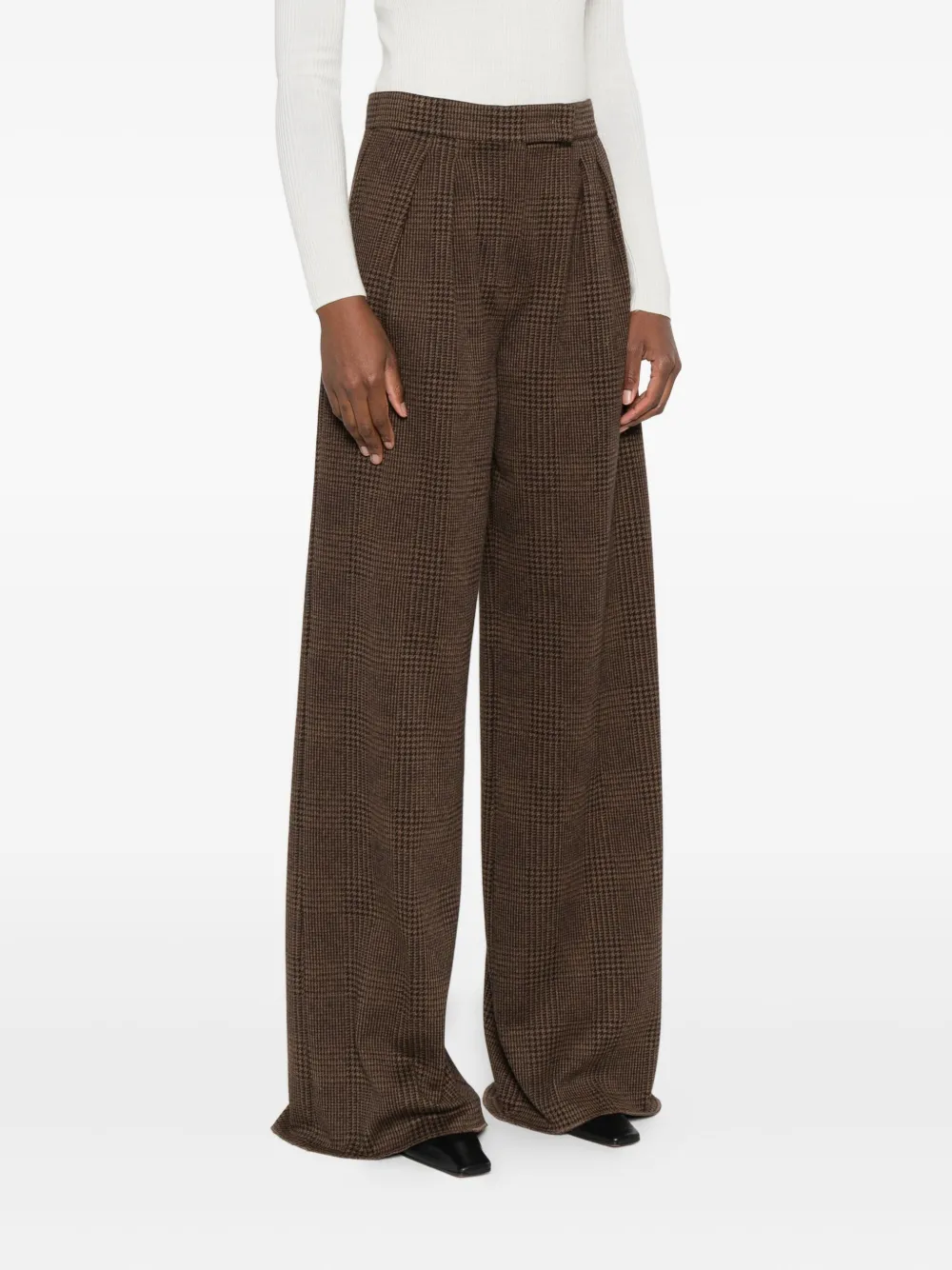 Max Mara Ponza Cotton And Wool-blend Wide-leg Pants In Brown