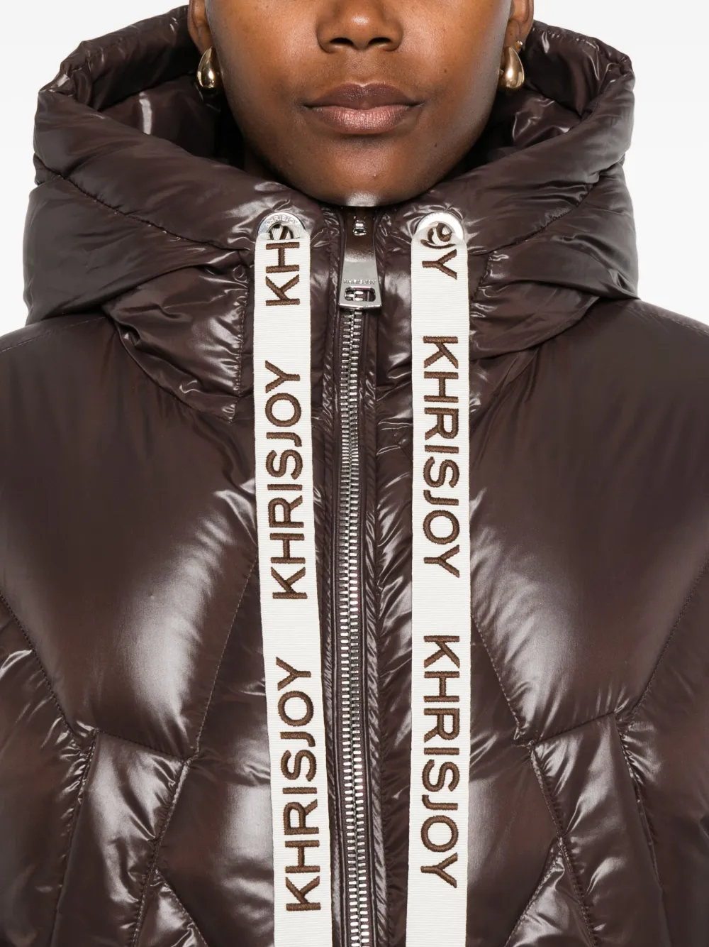 Khrisjoy Quilted Hooded Jacket In Brown