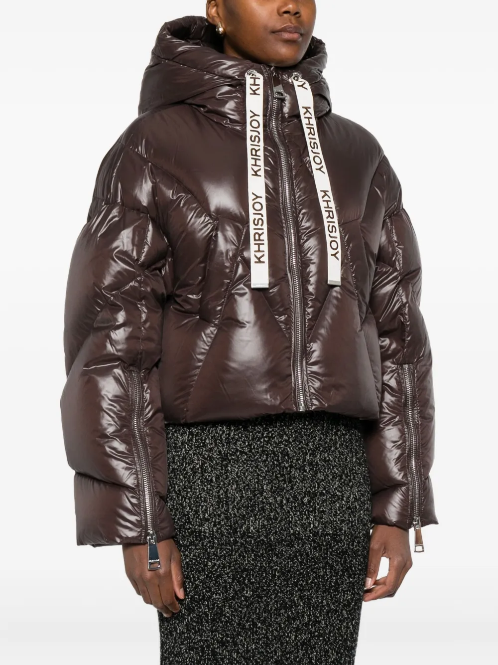 Khrisjoy Quilted Hooded Jacket In Brown