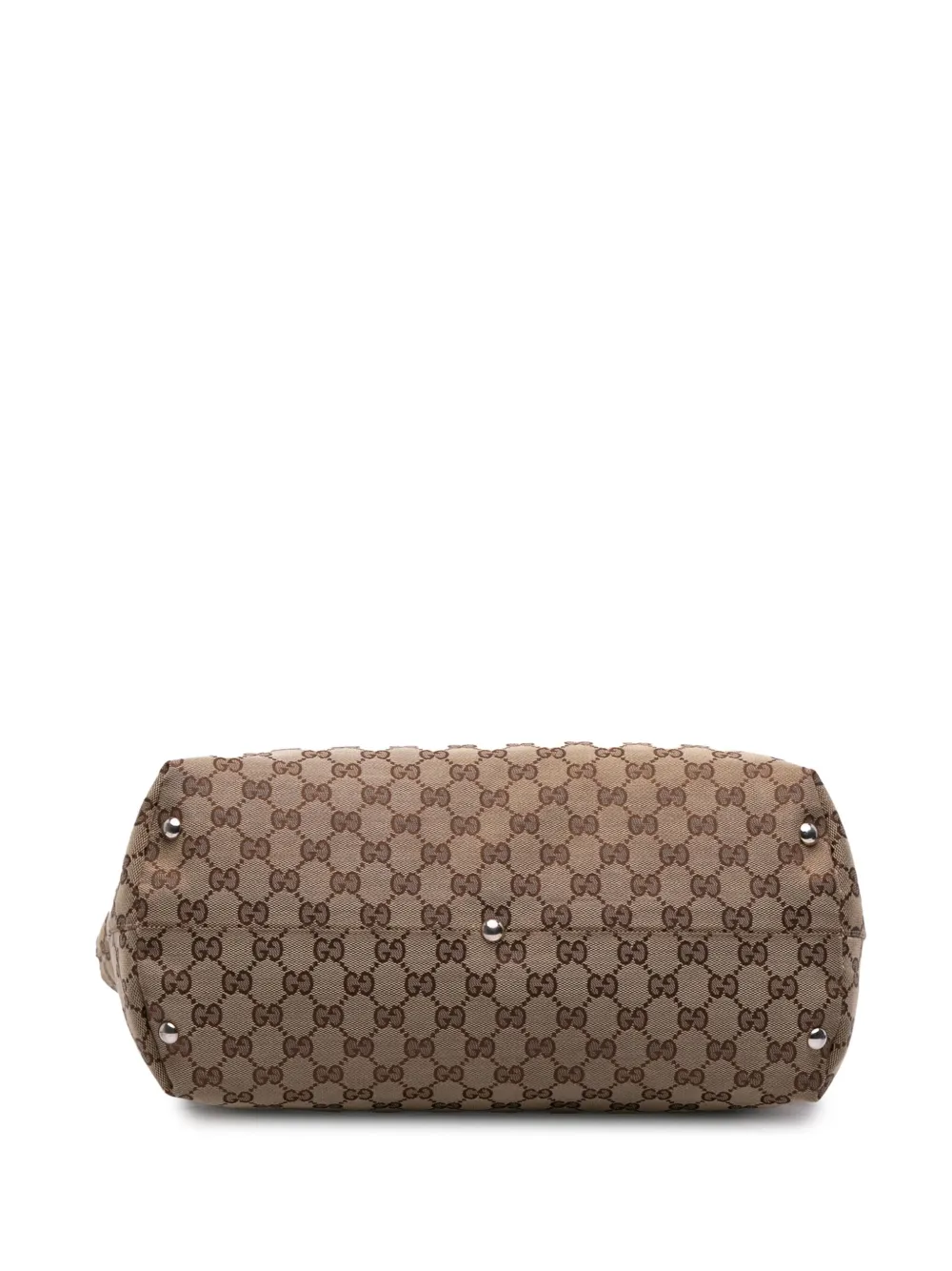 Pre-owned Gucci 2016-2025 Gg Canvas Icon Bit Tote Bag In Brown