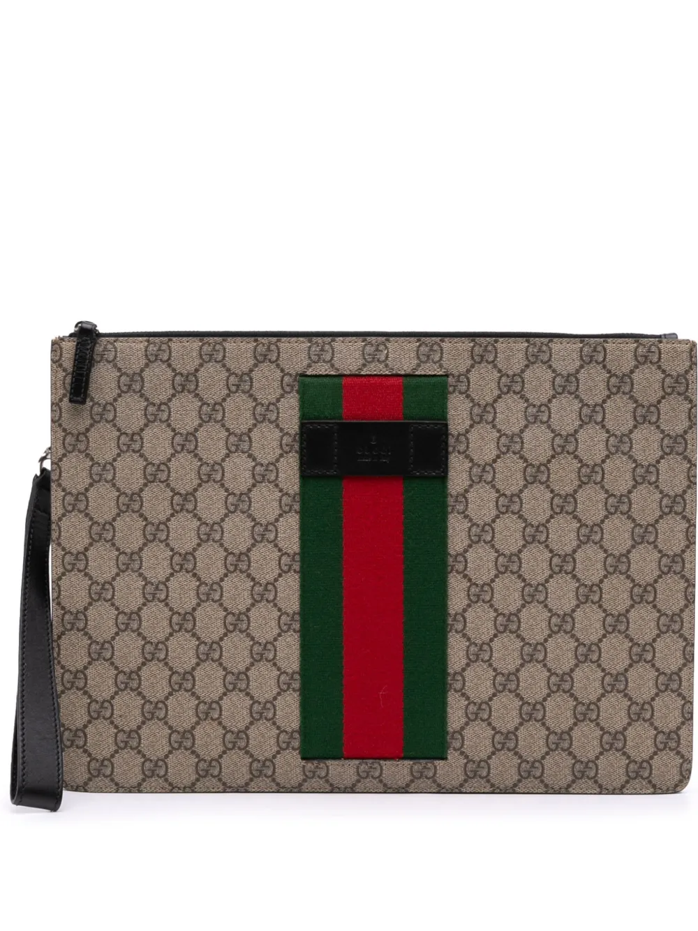 Gucci Pre-Owned 2000-2015 GG Supreme Web clutch bag - ブラウン Gucci Pre-Owned 2000-2015 GG Supreme Web clutch bag - ブラウン