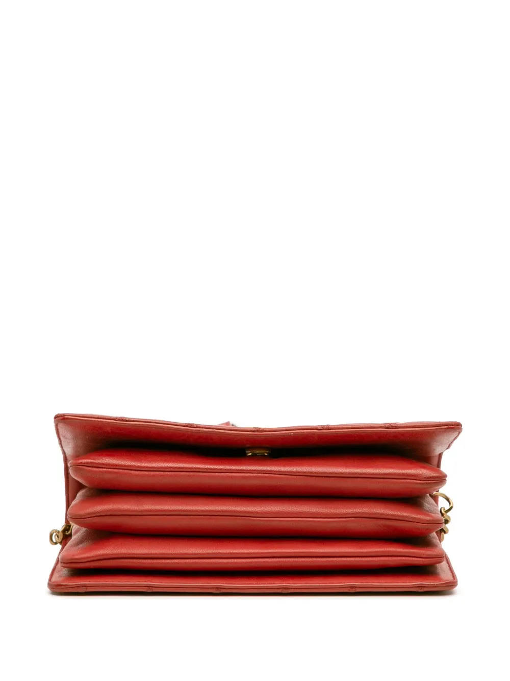 Pre-owned Saint Laurent 2019 Diamond Quilted Lambskin Angie Chain Bag Crossbody Bag In Red