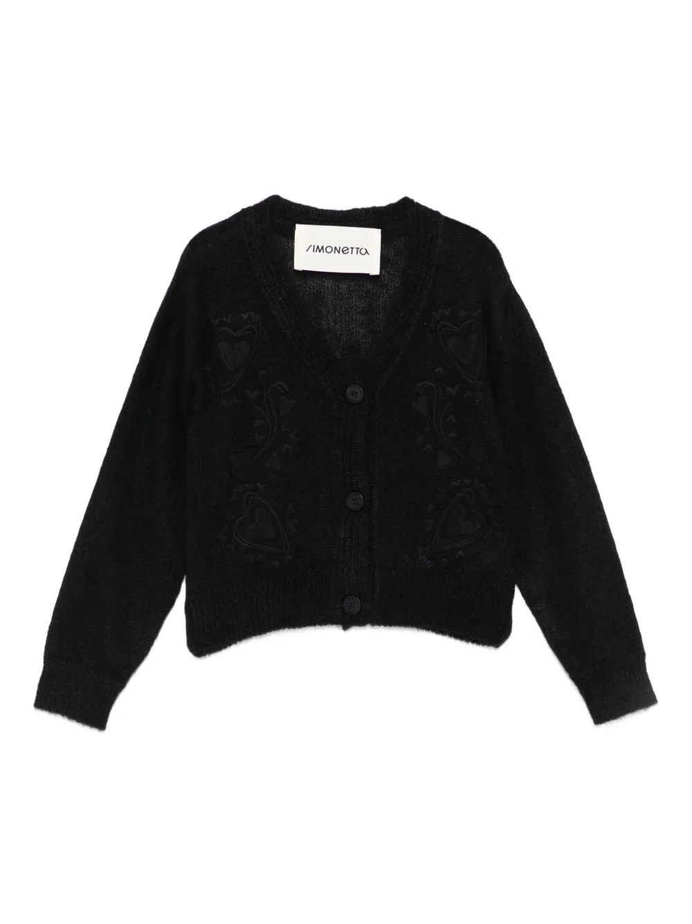Simonetta heart-pattern cardigan | Black | Image 1