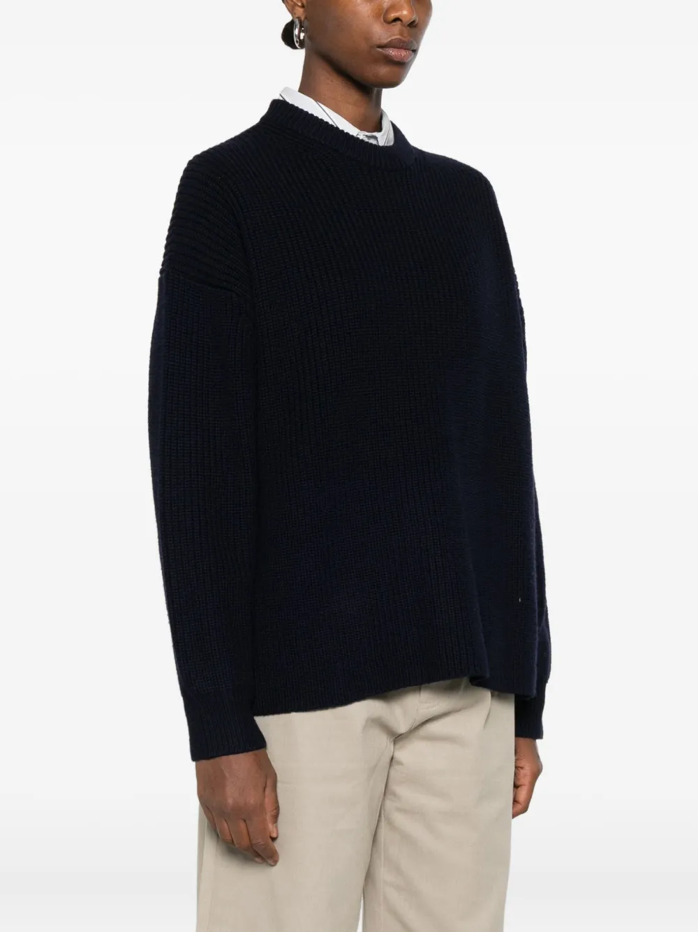 6397 Ribbed Crew-neck Sweater In Black