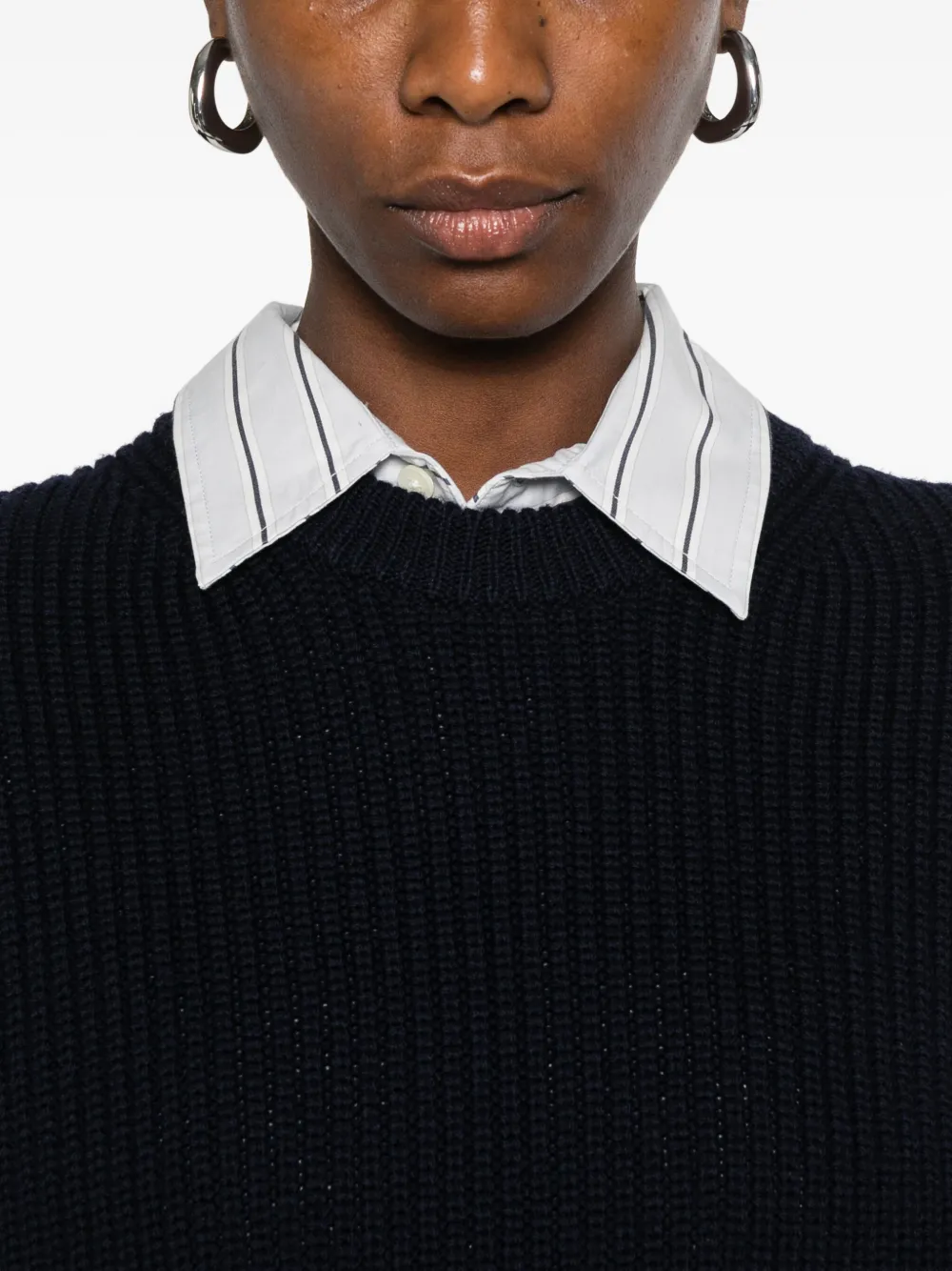 6397 Ribbed Crew-neck Sweater In Black