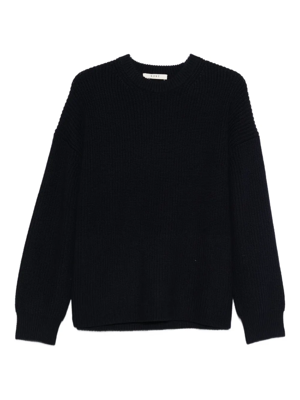 6397 Maglione girocollo a coste - Blu