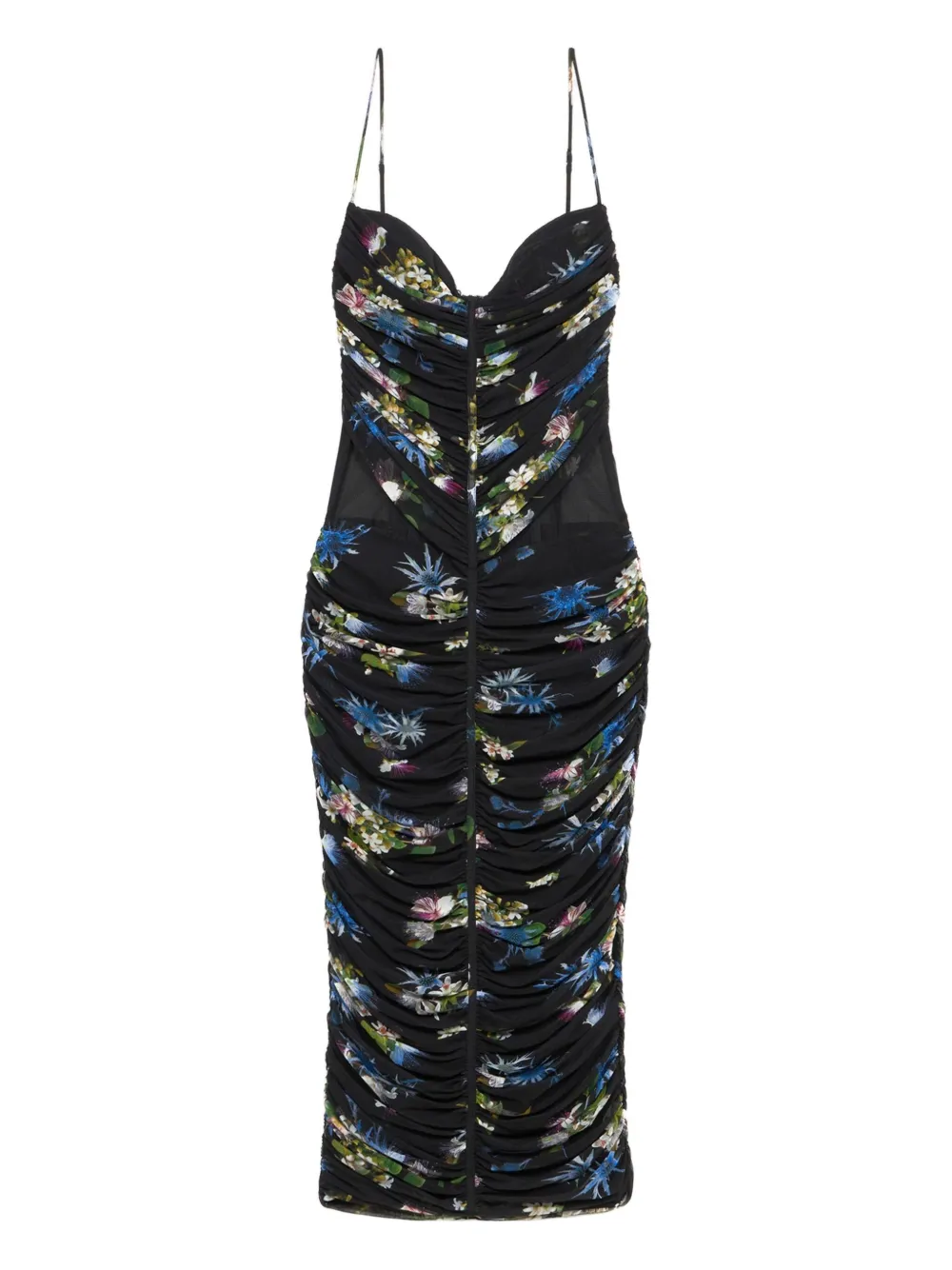 Blumarine Floral-print Midi Dress In Black