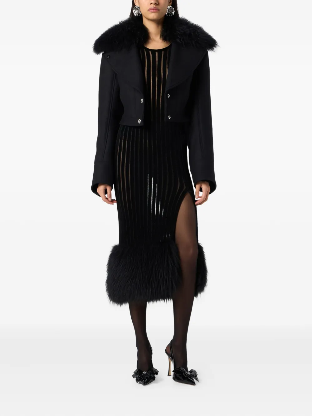 Blumarine Geribbelde midi-jurk - Zwart