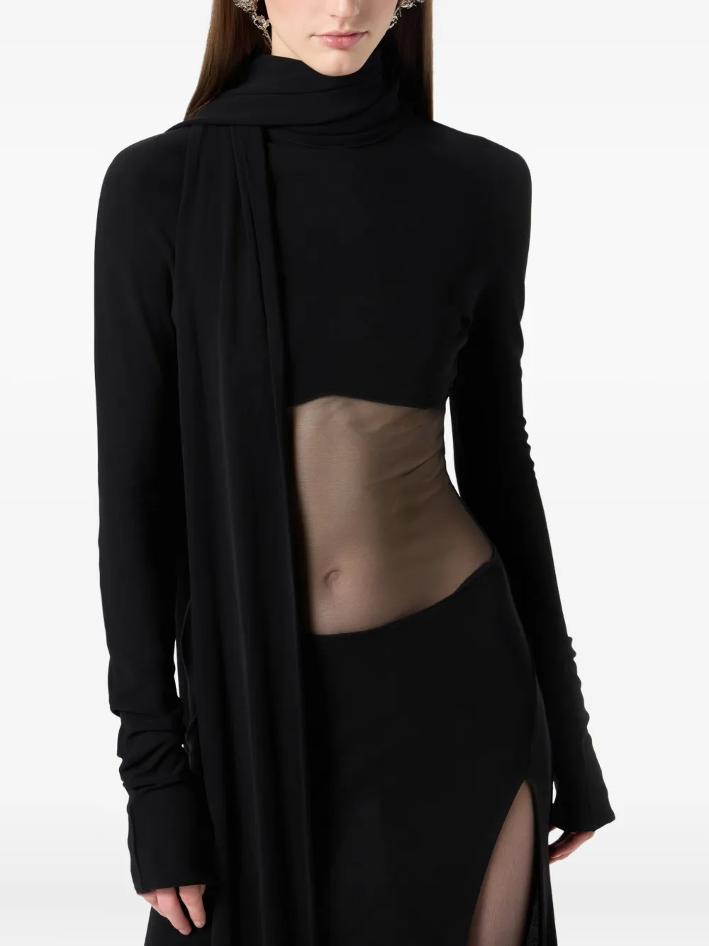 Blumarine Mesh-insert Dress In Black
