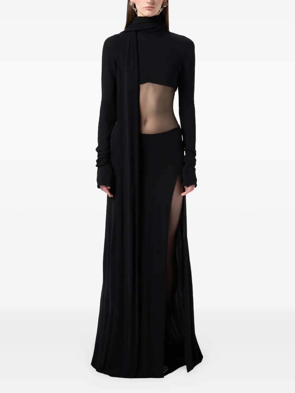 Blumarine mesh-insert dress - Zwart