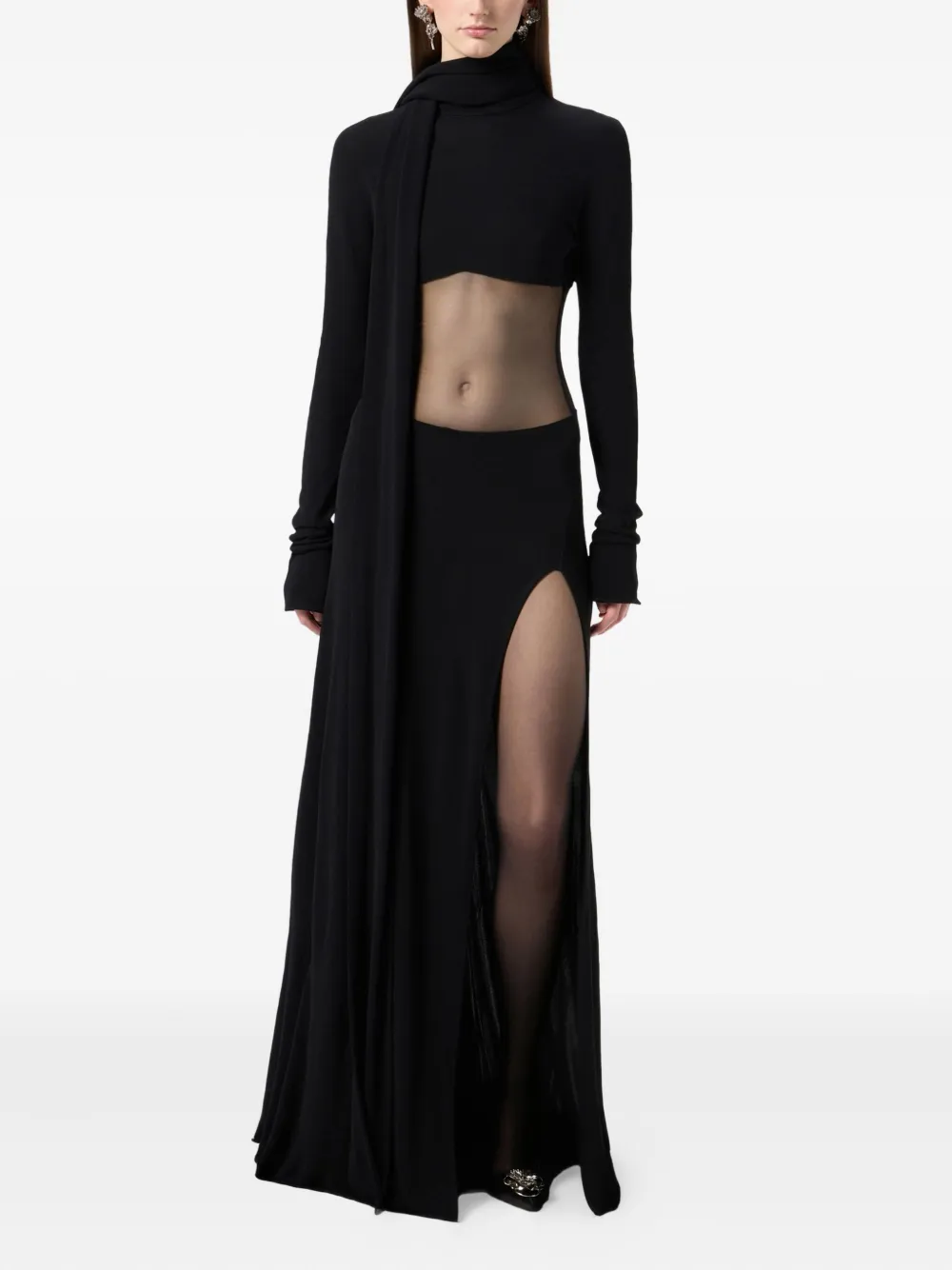 Blumarine Mesh-insert Dress In Black