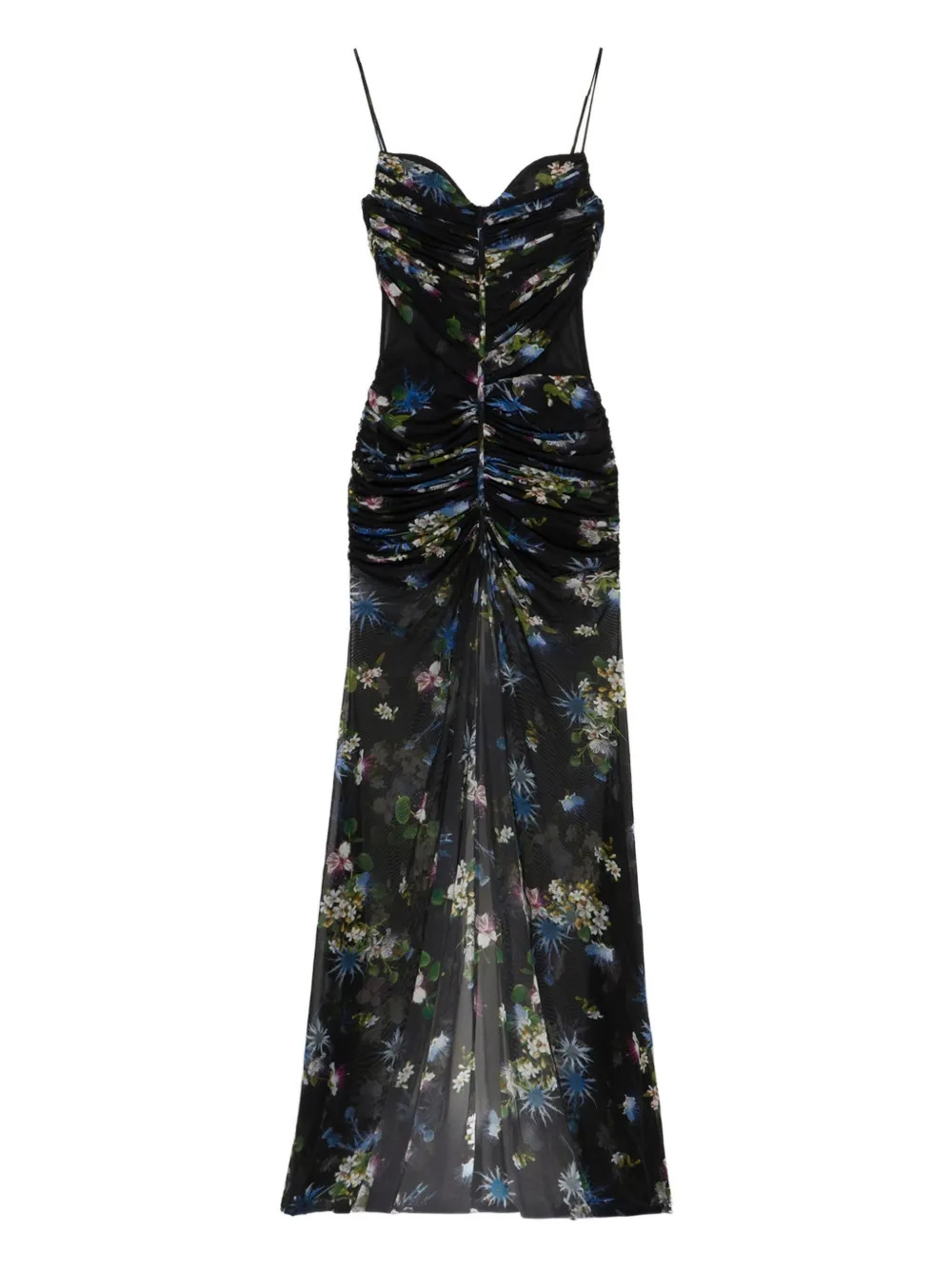 Blumarine floral-print ruched maxi dress - ブラック Blumarine floral-print ruched maxi dress - ブラック