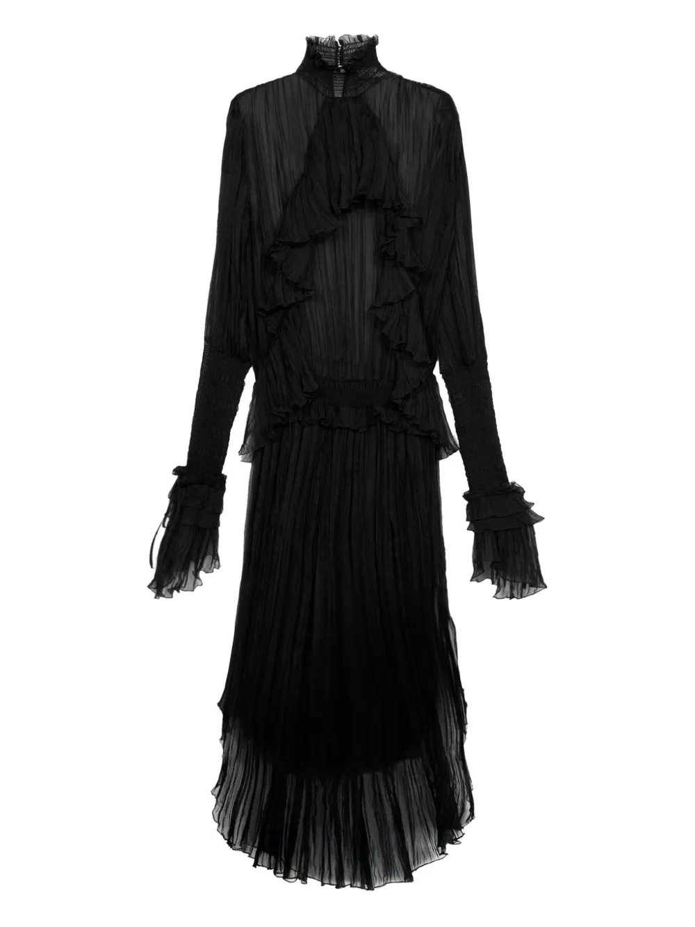Blumarine pleated ruffled maxi dress | Black | Image 1