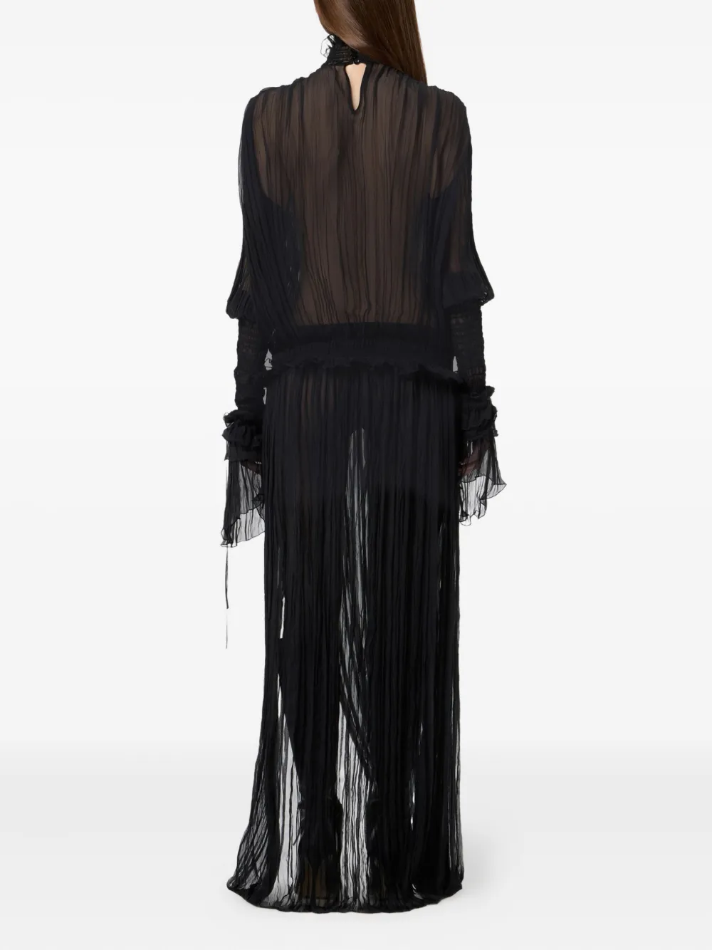 Blumarine Geplooide maxi-jurk met ruches Zwart