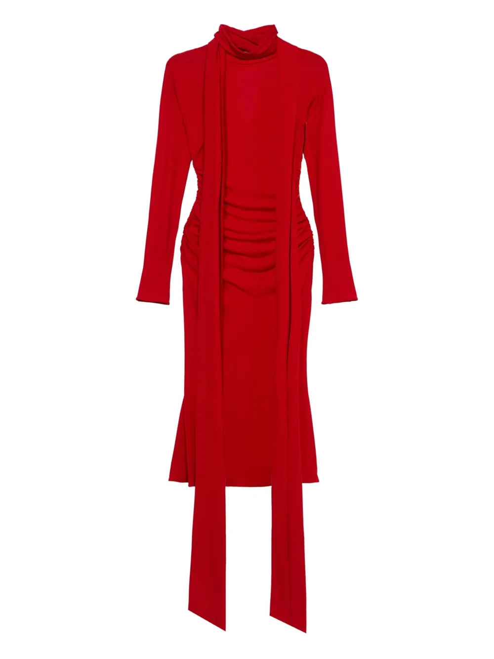 Blumarine high-neck draped midi dress - レッド Blumarine high-neck draped midi dress - レッド