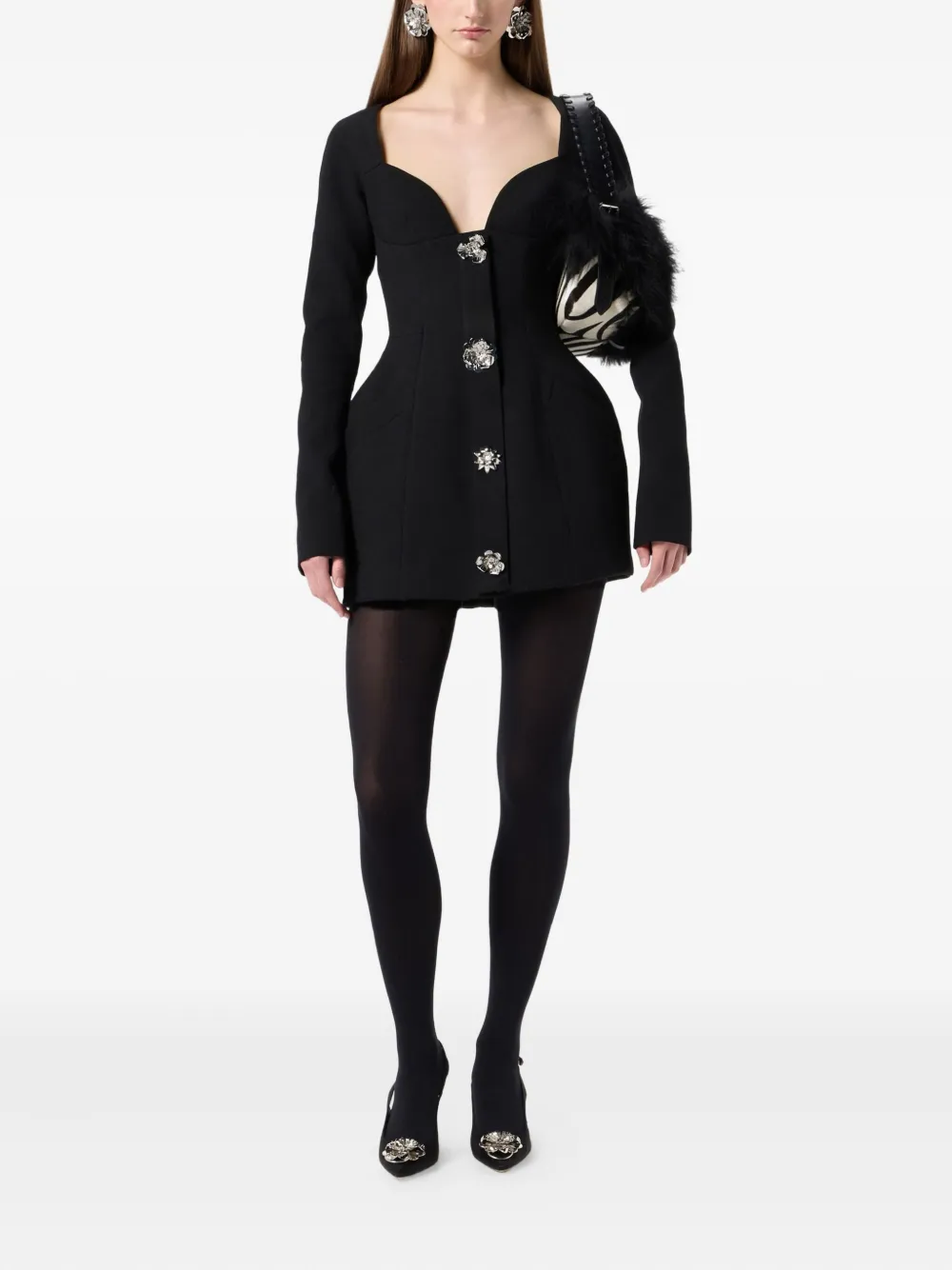 Blumarine Verfraaide mini-jurk - Zwart