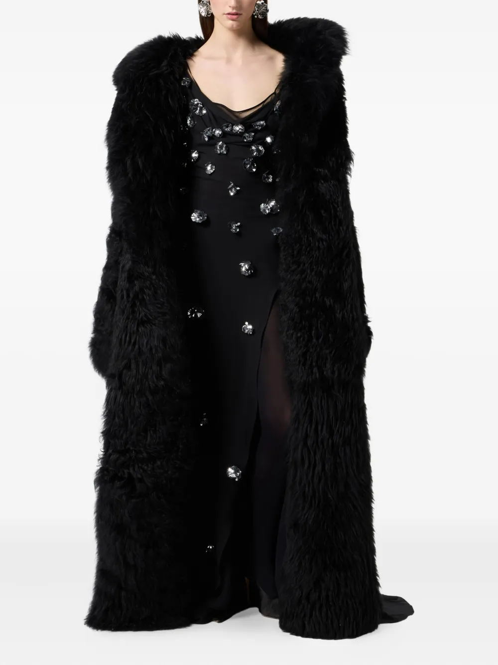 Blumarine Scattered-embellishments Maxi Dress In Black