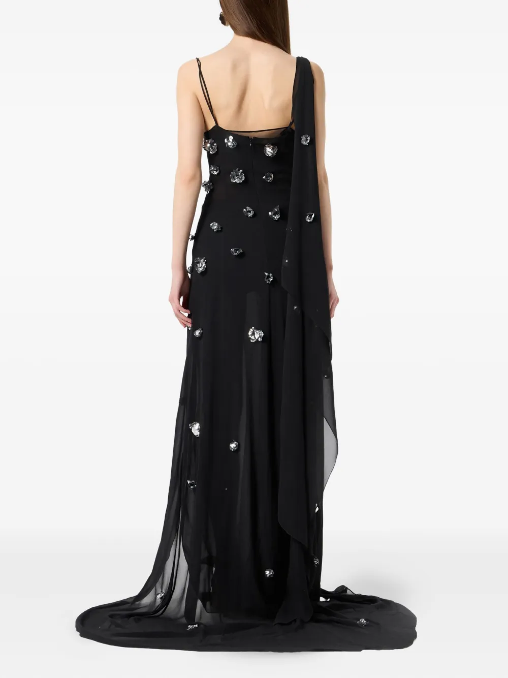 Blumarine Scattered-embellishments Maxi Dress In Black