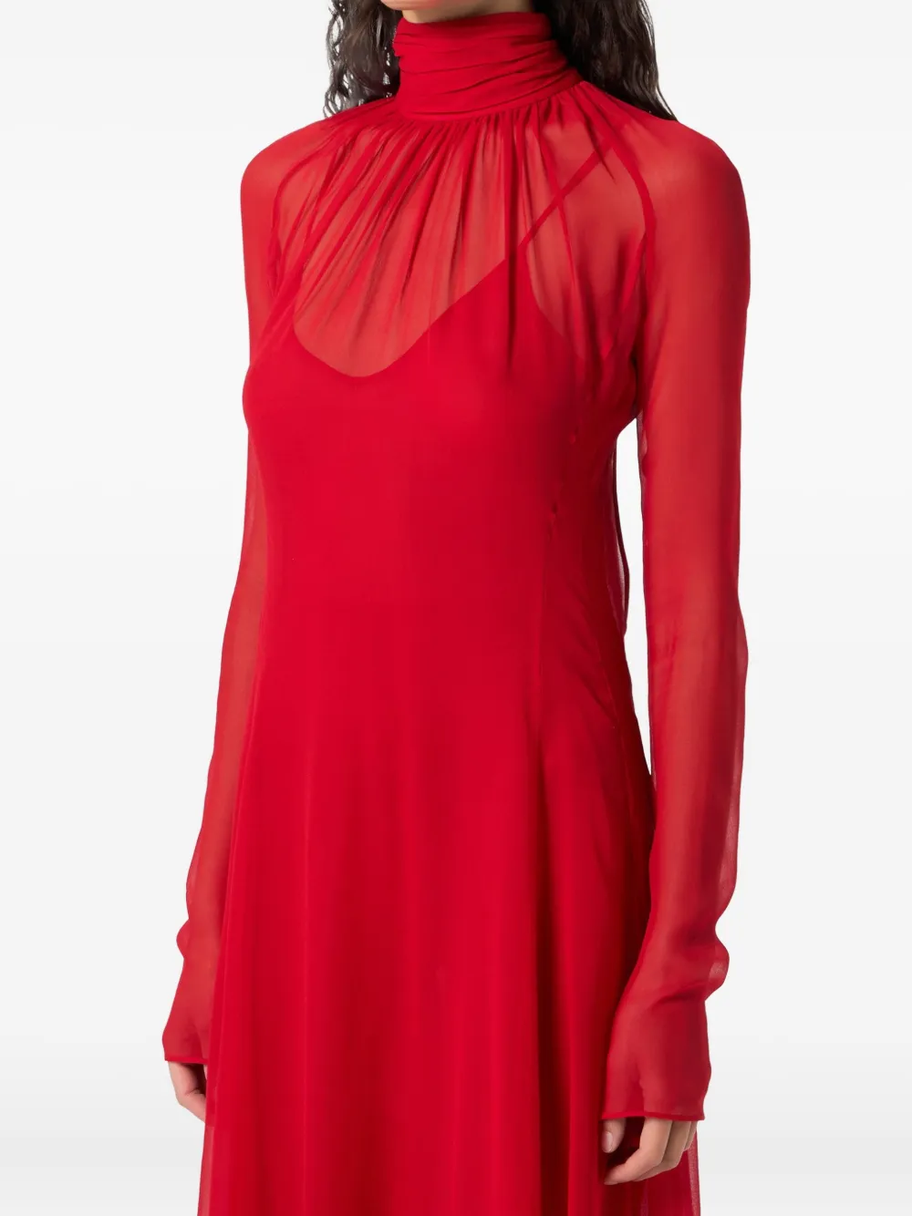 Blumarine Open-back Sheer Maxi Dress In Red