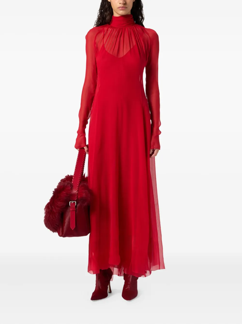 Blumarine open-back sheer maxi dress - Rood