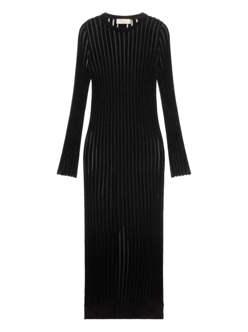 Blumarine Ribbed-knit Midi Dress In Black