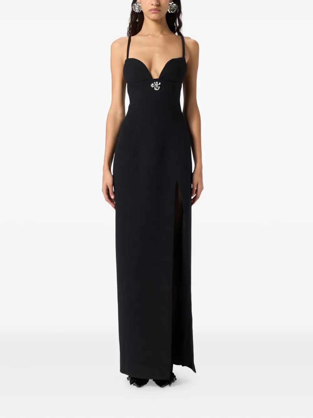 Blumarine Crystal-embellished Maxi Dress In Black
