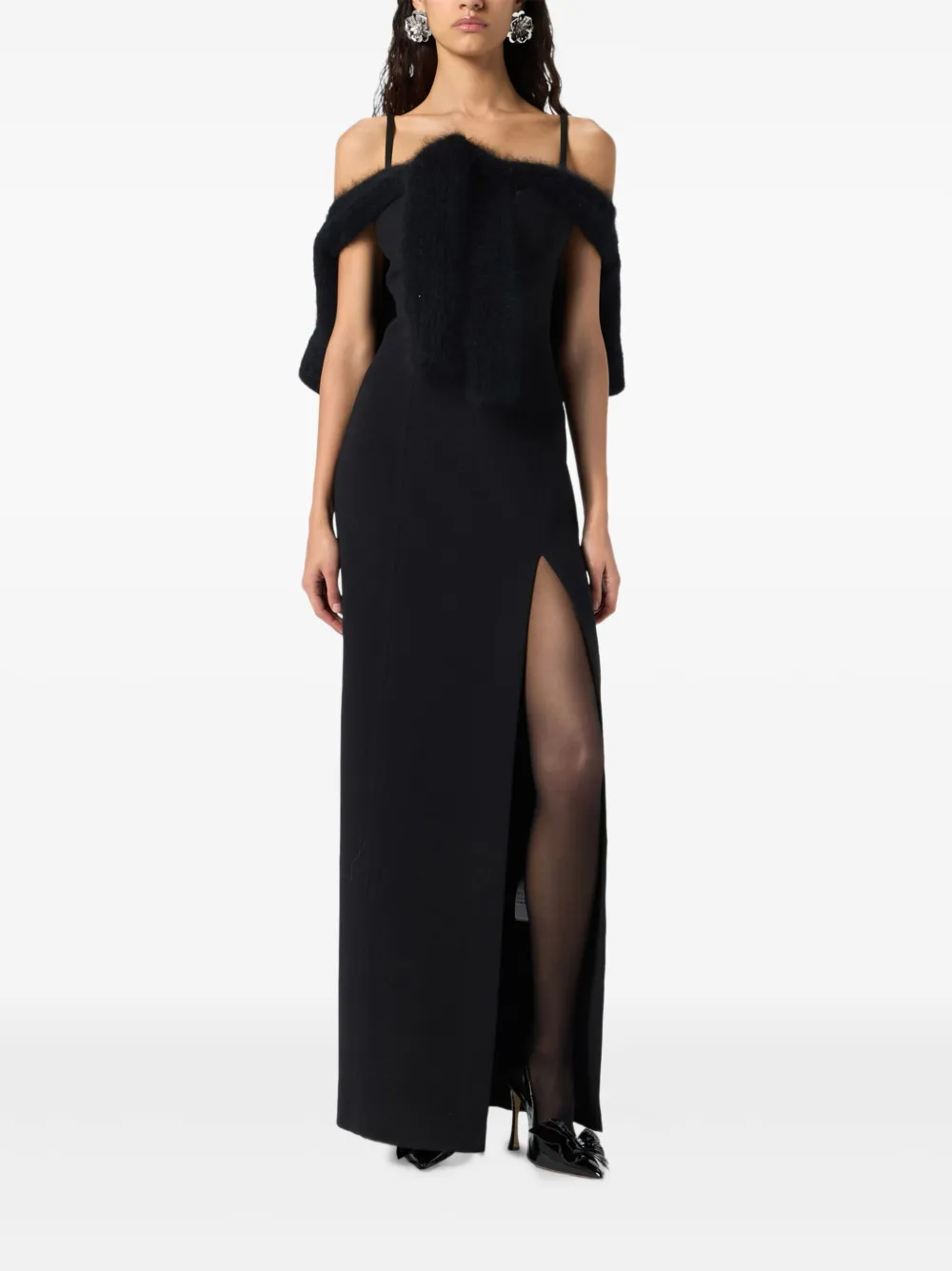 Blumarine Maxi-jurk verfraaid met kristallen - Zwart