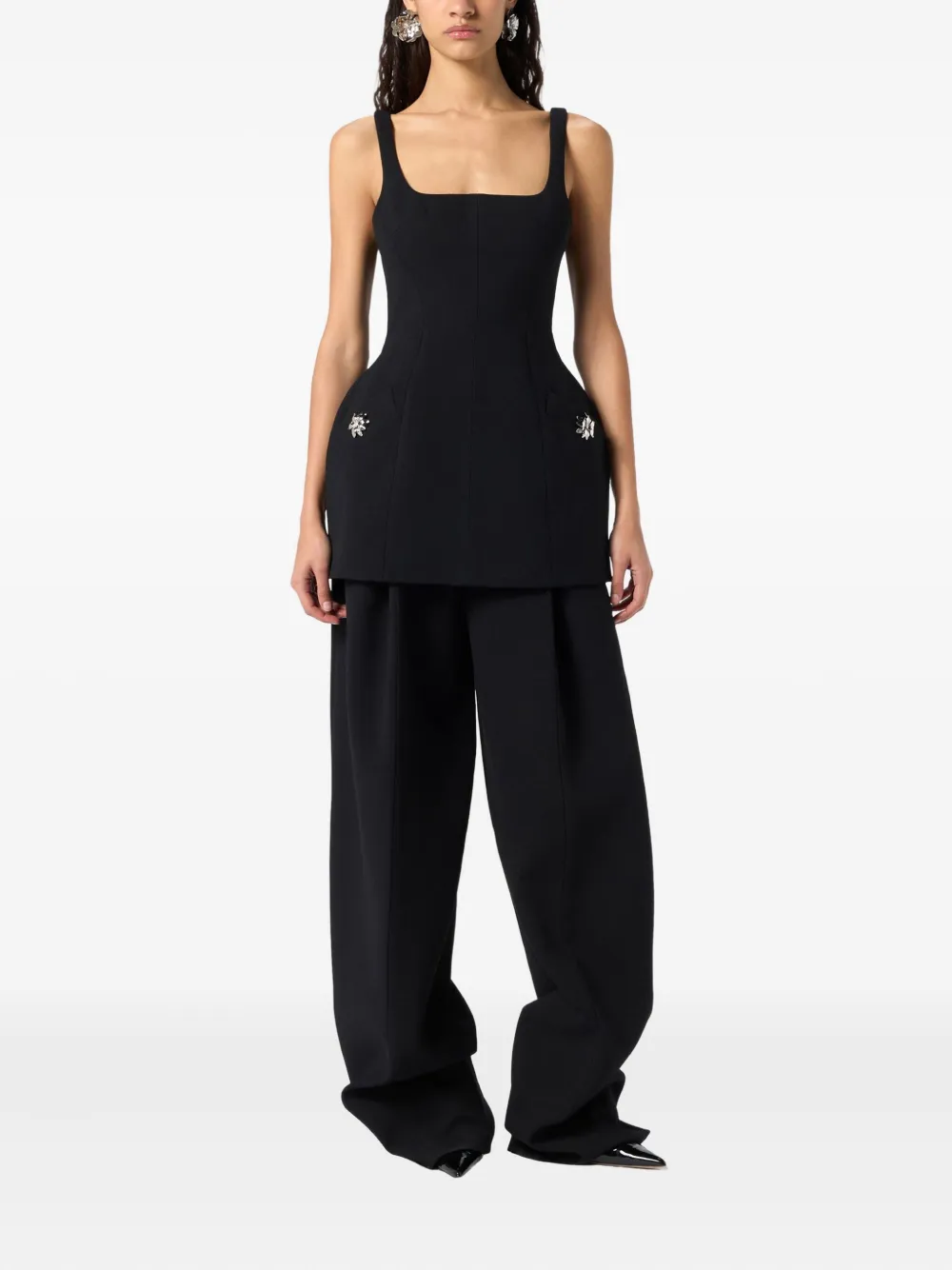 Blumarine Verfraaide mini-jurk - Zwart