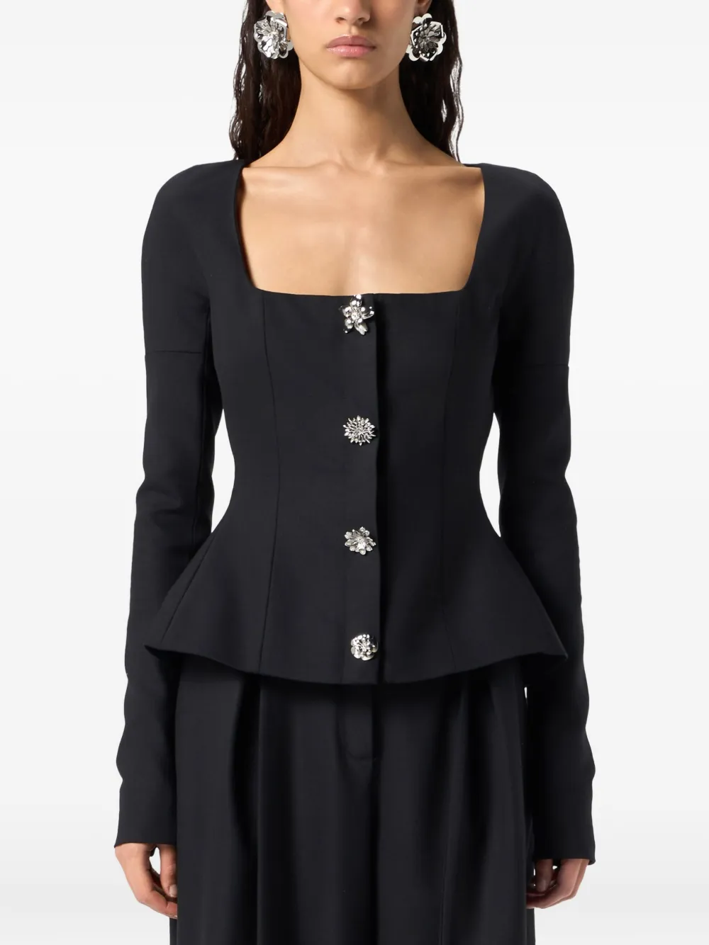 Blumarine Peplum Jacket In Black