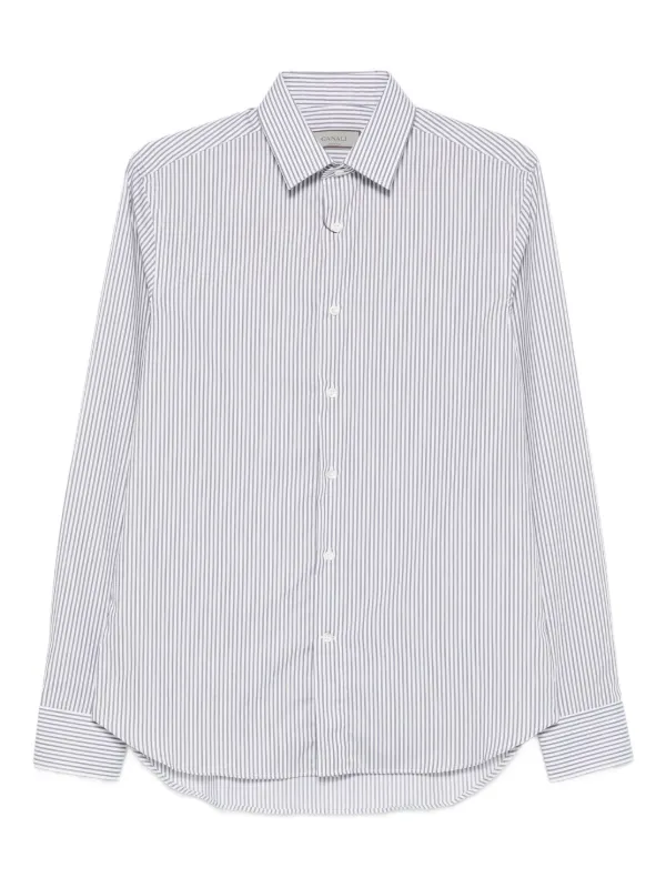 Canali Striped Long-sleeve Shirt in Blue