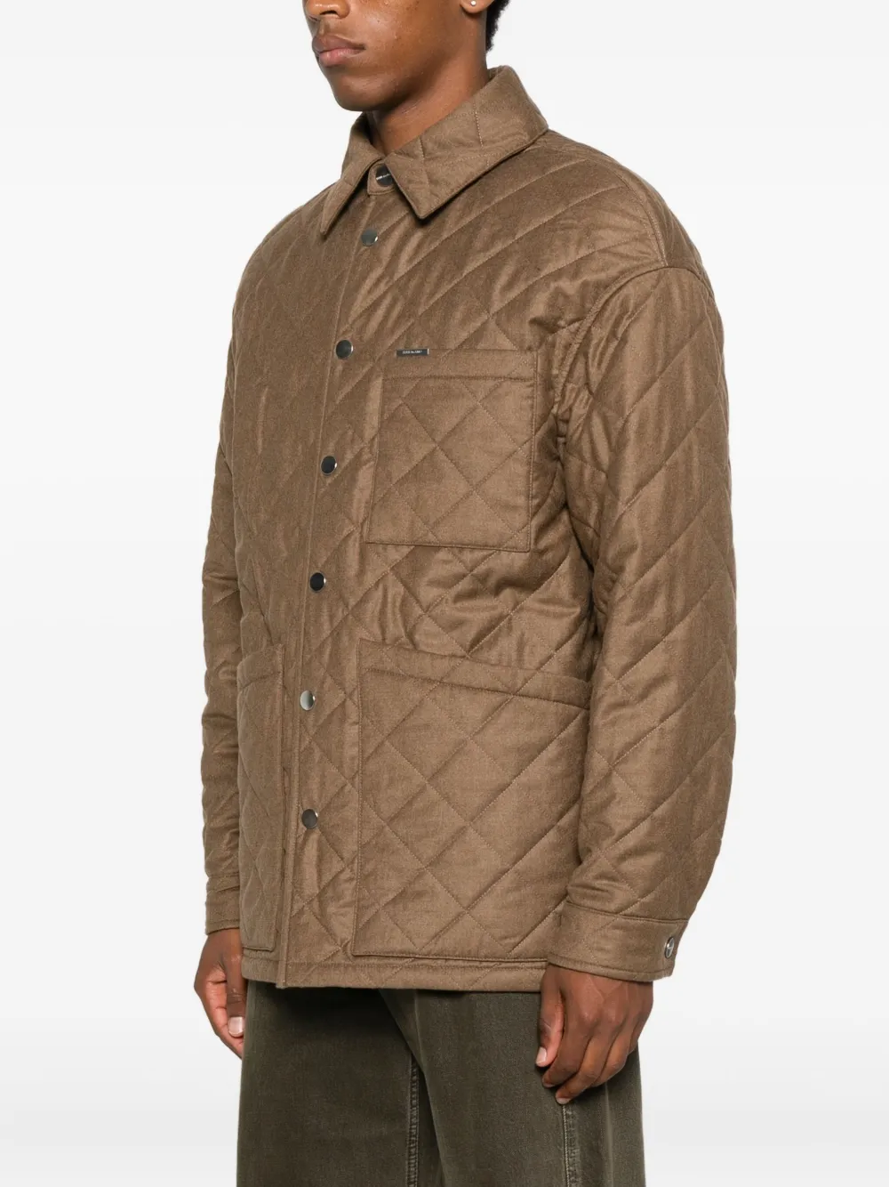 Ferragamo Quilted Diamond-pattern Jacket In Neutral