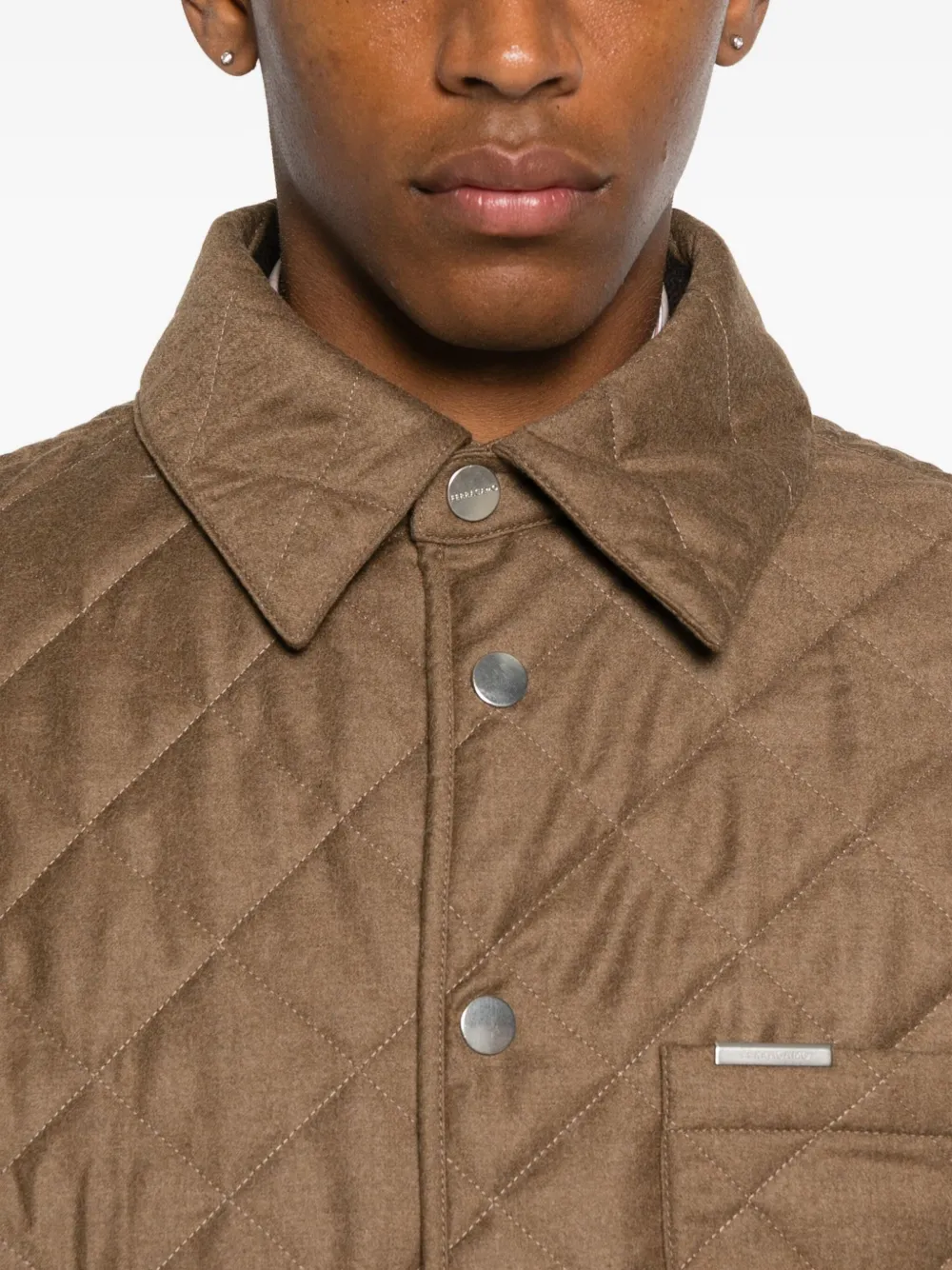 Ferragamo Quilted Diamond-pattern Jacket In Neutral