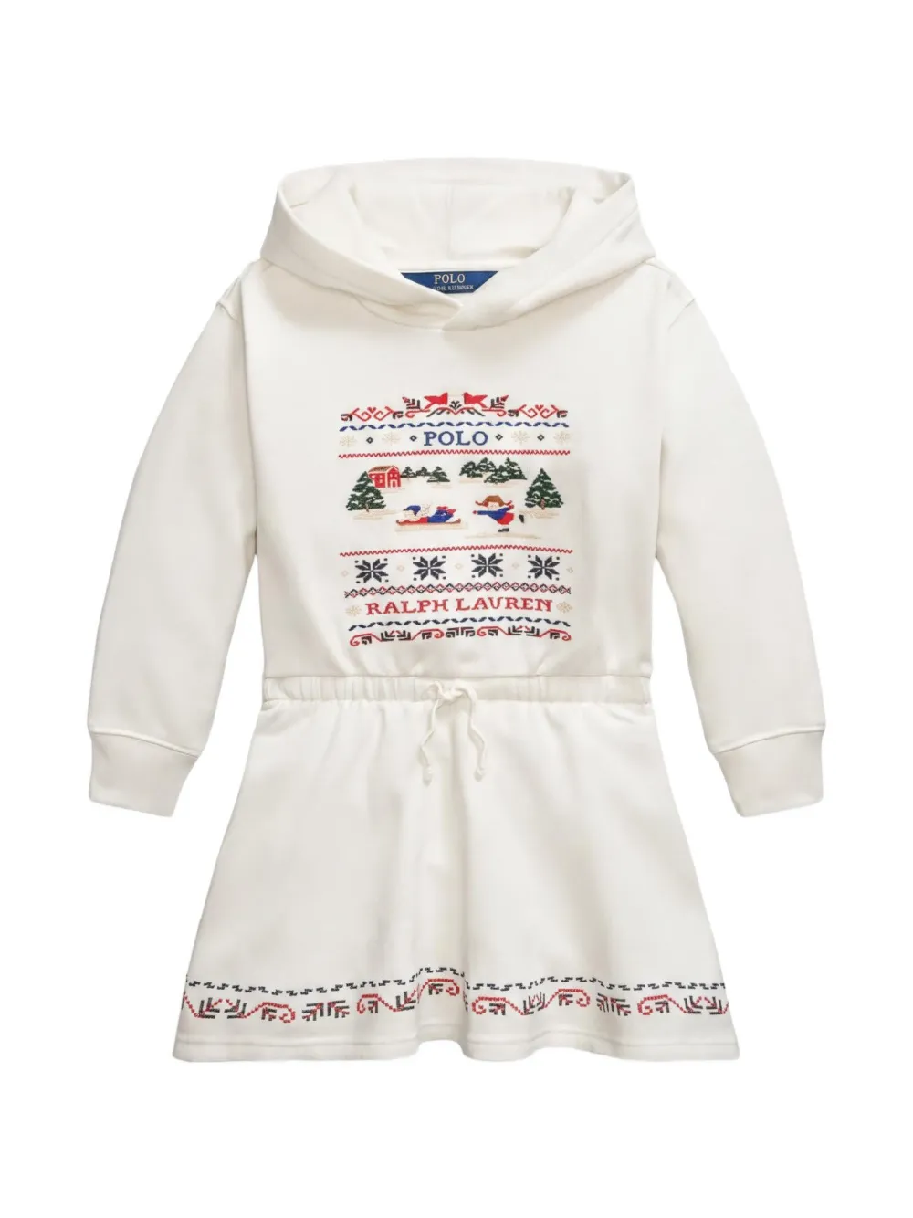 POLO RALPH LAUREN KIDS hooded embroidered dress - Weiß