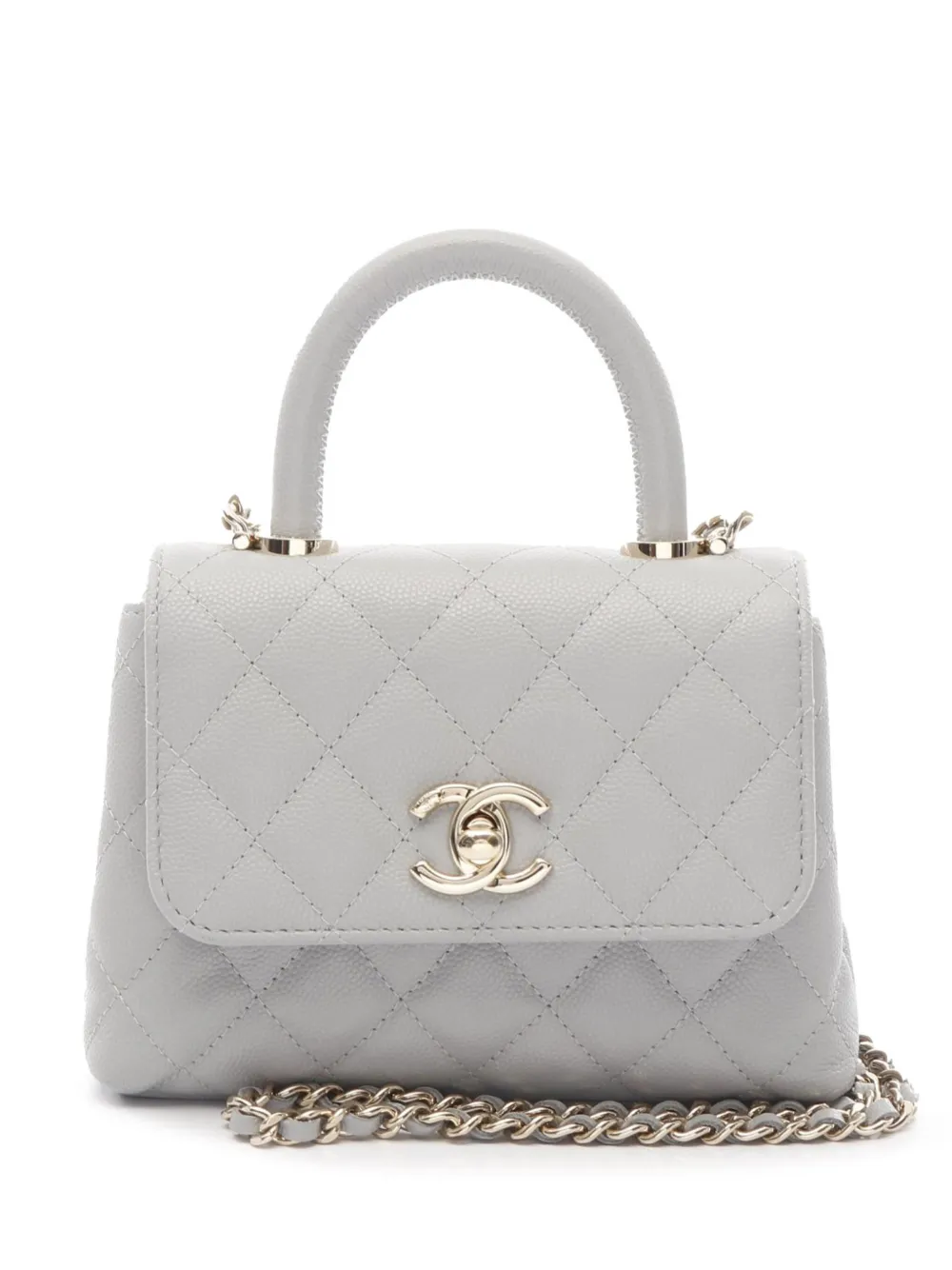 CHANEL Pre-Owned 2021-2025 Extra Mini Quilted Caviar Coco Top Handle CHANEL Pre-Owned 2021-2025 Extra Mini Quilted Caviar Coco Top Handle