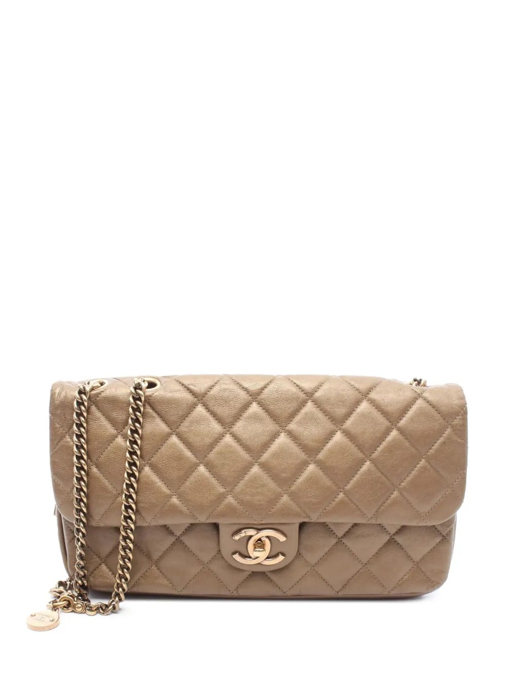 CHANEL Pre-Owned 2012-2013 Medium Quilted Metallic Lambskin CC Crown CHANEL Pre-Owned 2012-2013 Medium Quilted Metallic Lambskin CC Crown