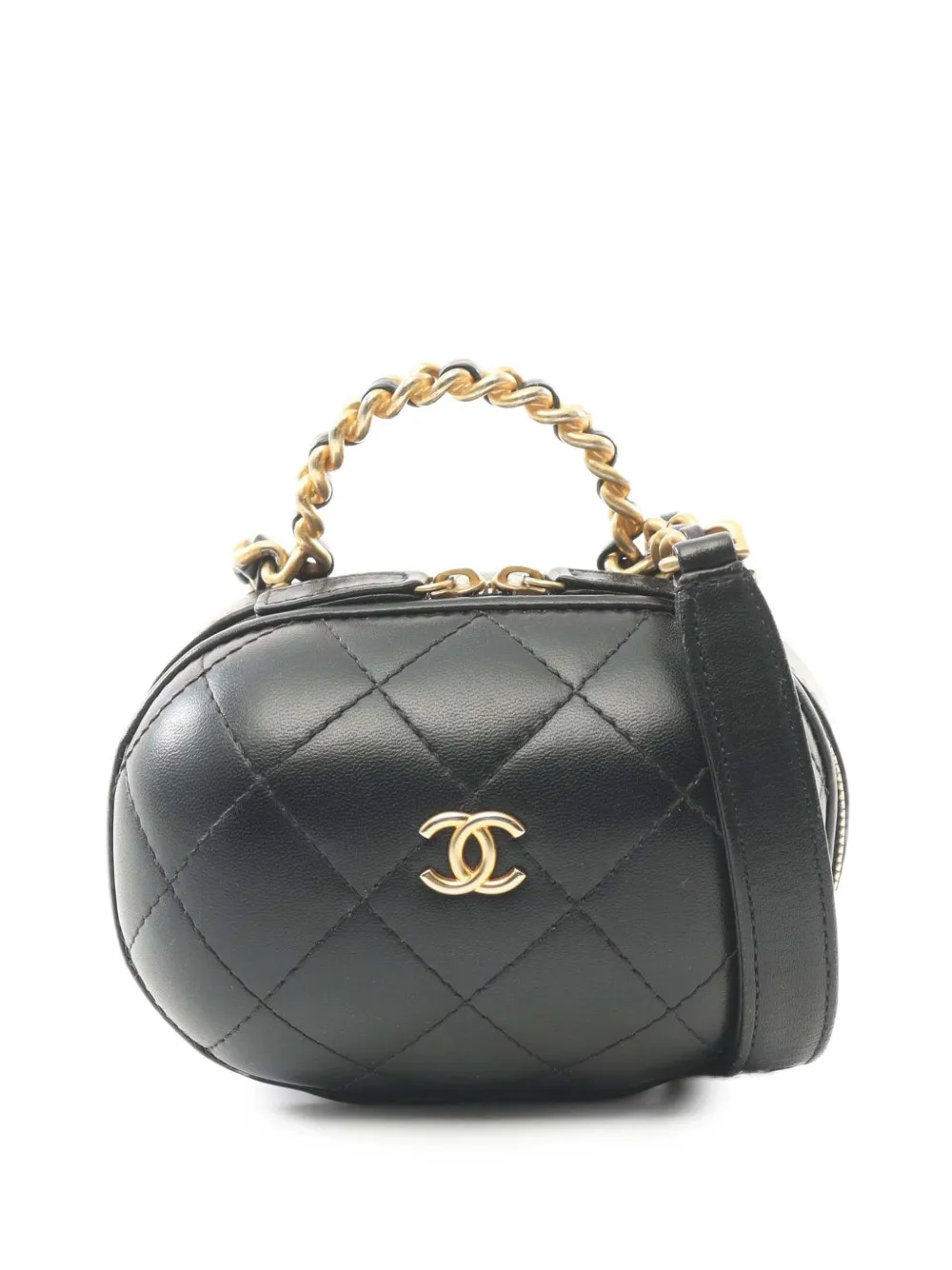 CHANEL Pre-Owned 2021 Quilted Lambskin CC Bubble Vanity Case With CHANEL Pre-Owned 2021 Quilted Lambskin CC Bubble Vanity Case With