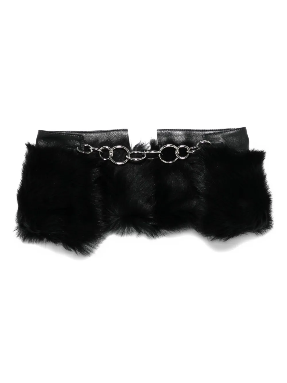 Jil Sander leather fur-trimmed chain scarf | Black | Image 1