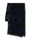Faliero Sarti Chal Ax leopard-print frayed-edge scarf - Blue