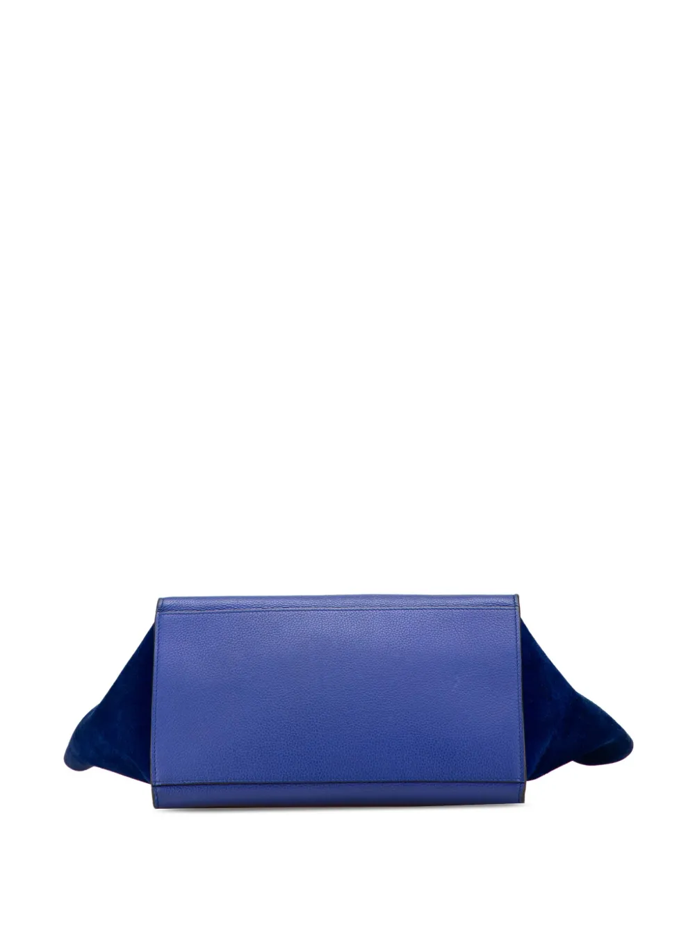 Pre-owned Celine 2014 Small Drummed Calfskin And Suede Trapeze Satchel In Blue